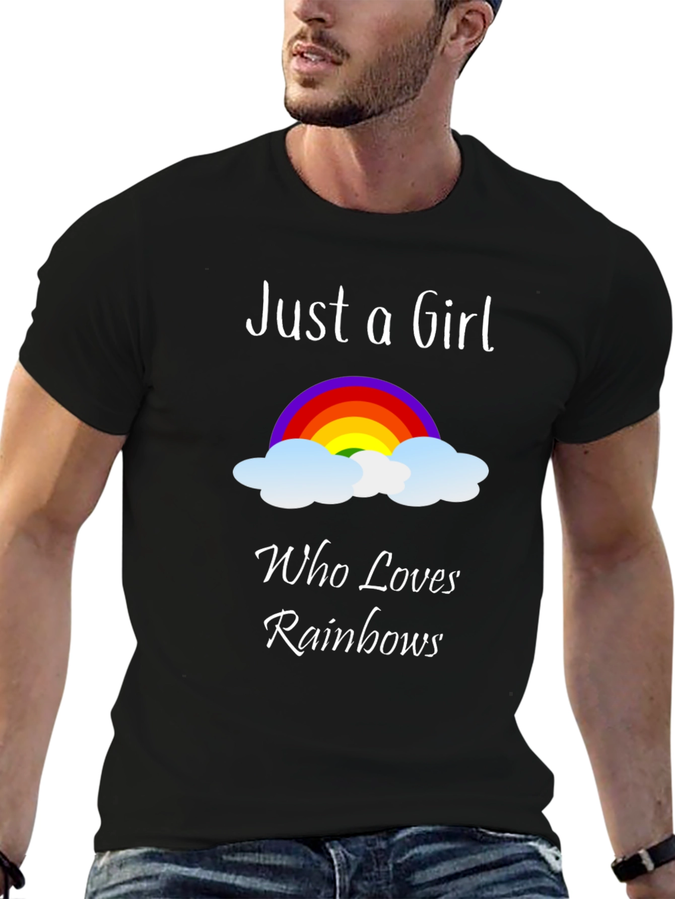 Black Rainbow Lover Women's Graphic Tee - Black view 6
