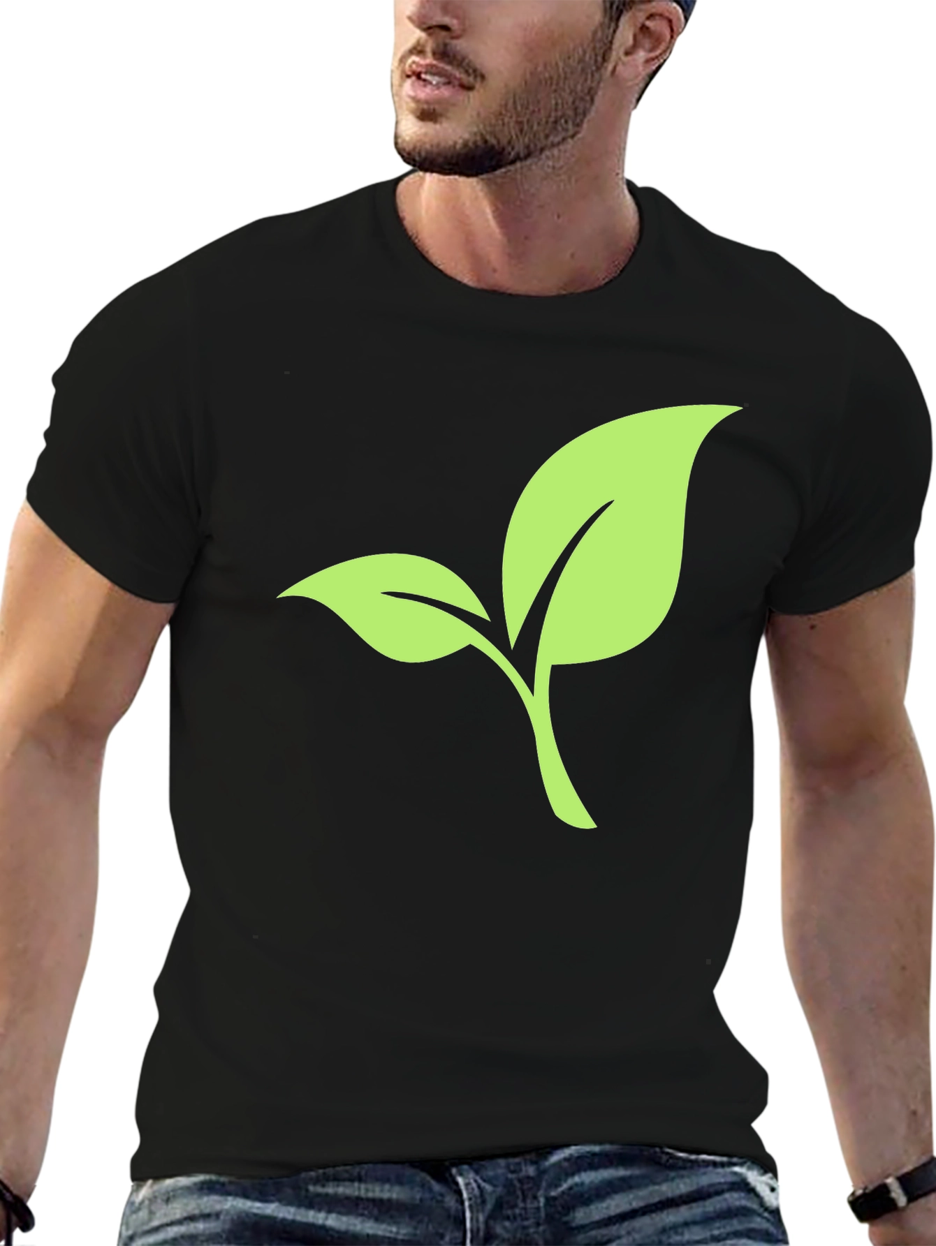 Leaf Graphic Black T-Shirt - 6