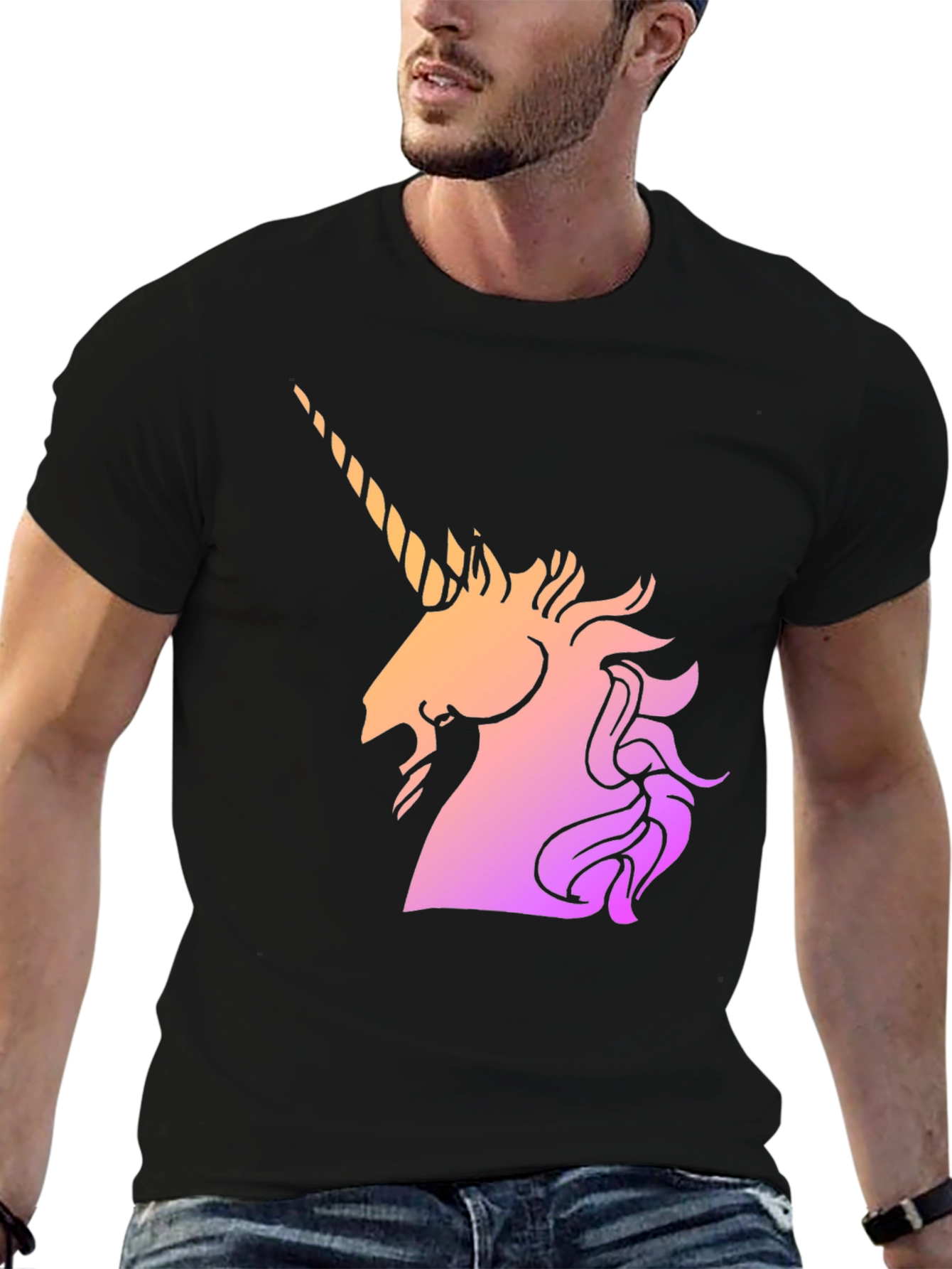 Black Unicorn Graphic Tee - Stylish Black Cotton T-Shirt view 6