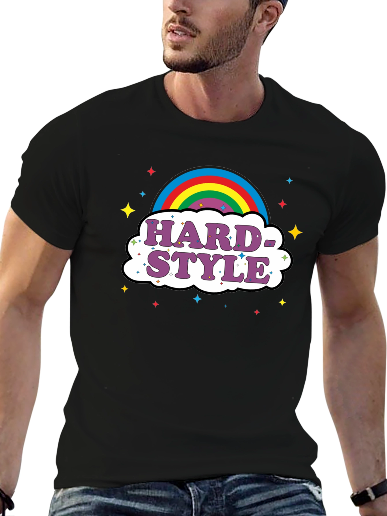 Black Hardstyle Rainbow Graphic Tee view 6