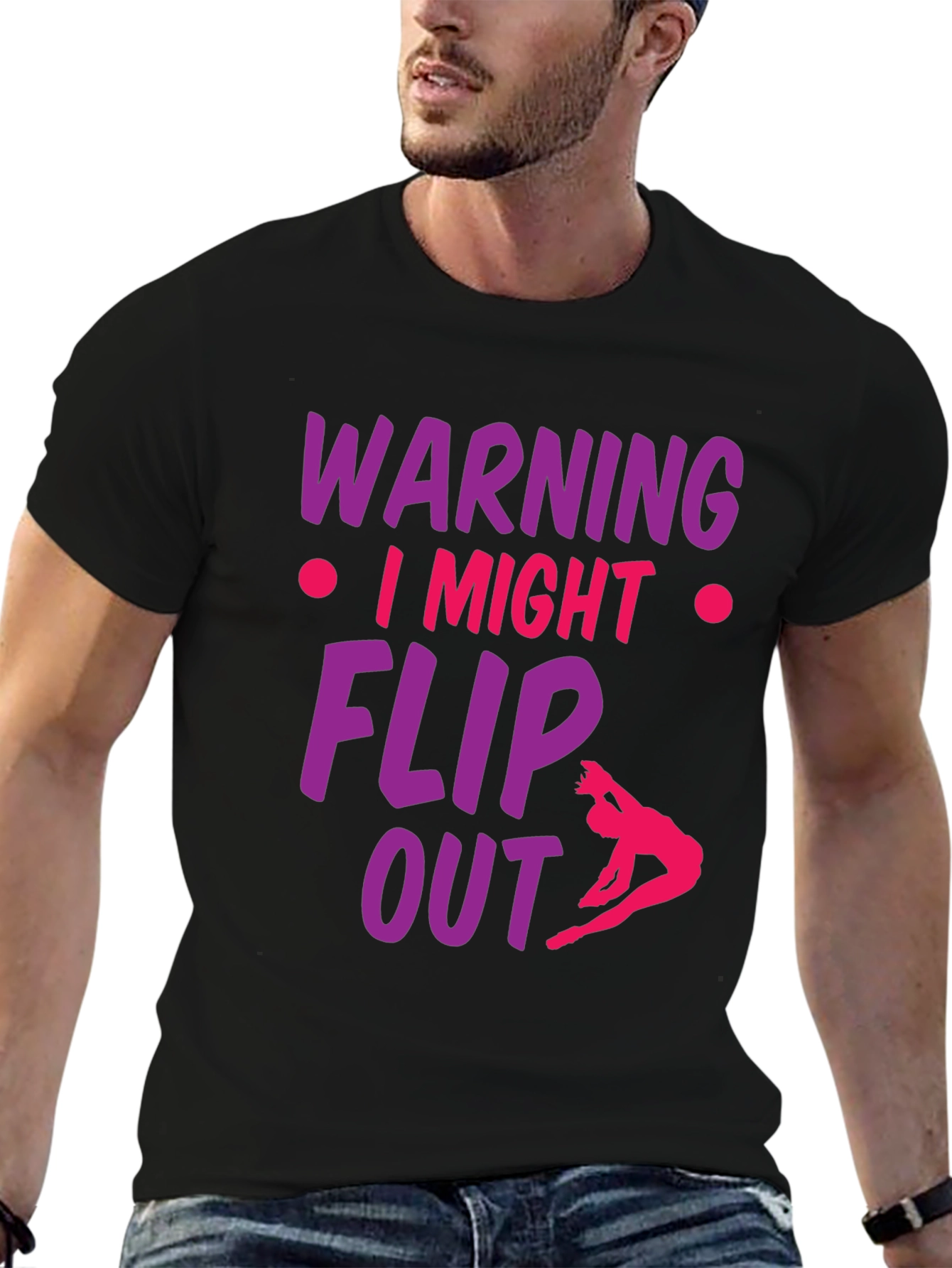 Black Warning I Might Flip Out Gymnast T-Shirt view 6