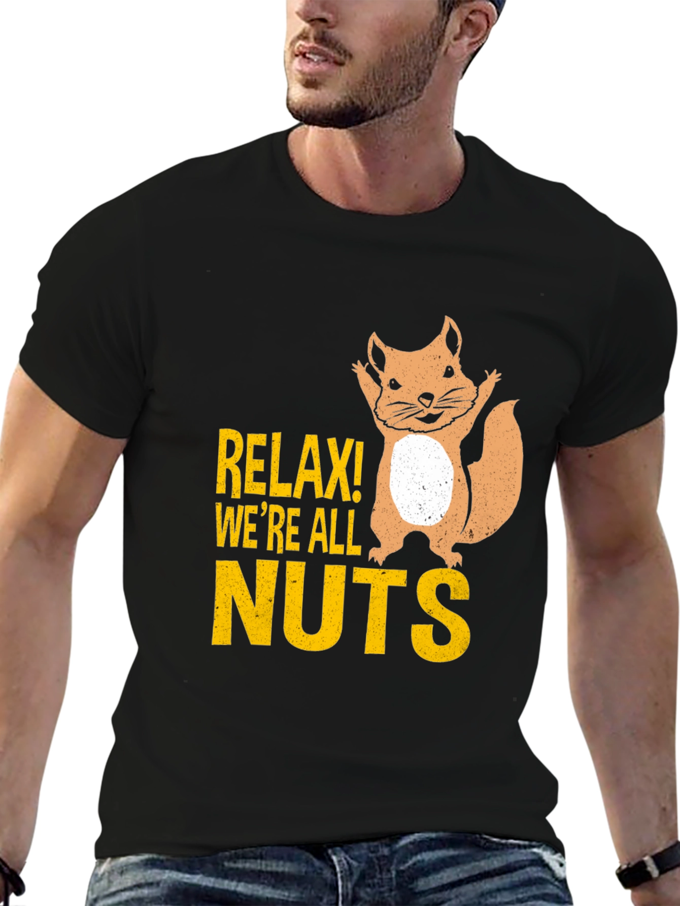 Black Relax! We're All Nuts Graphic Tee - Black view 6