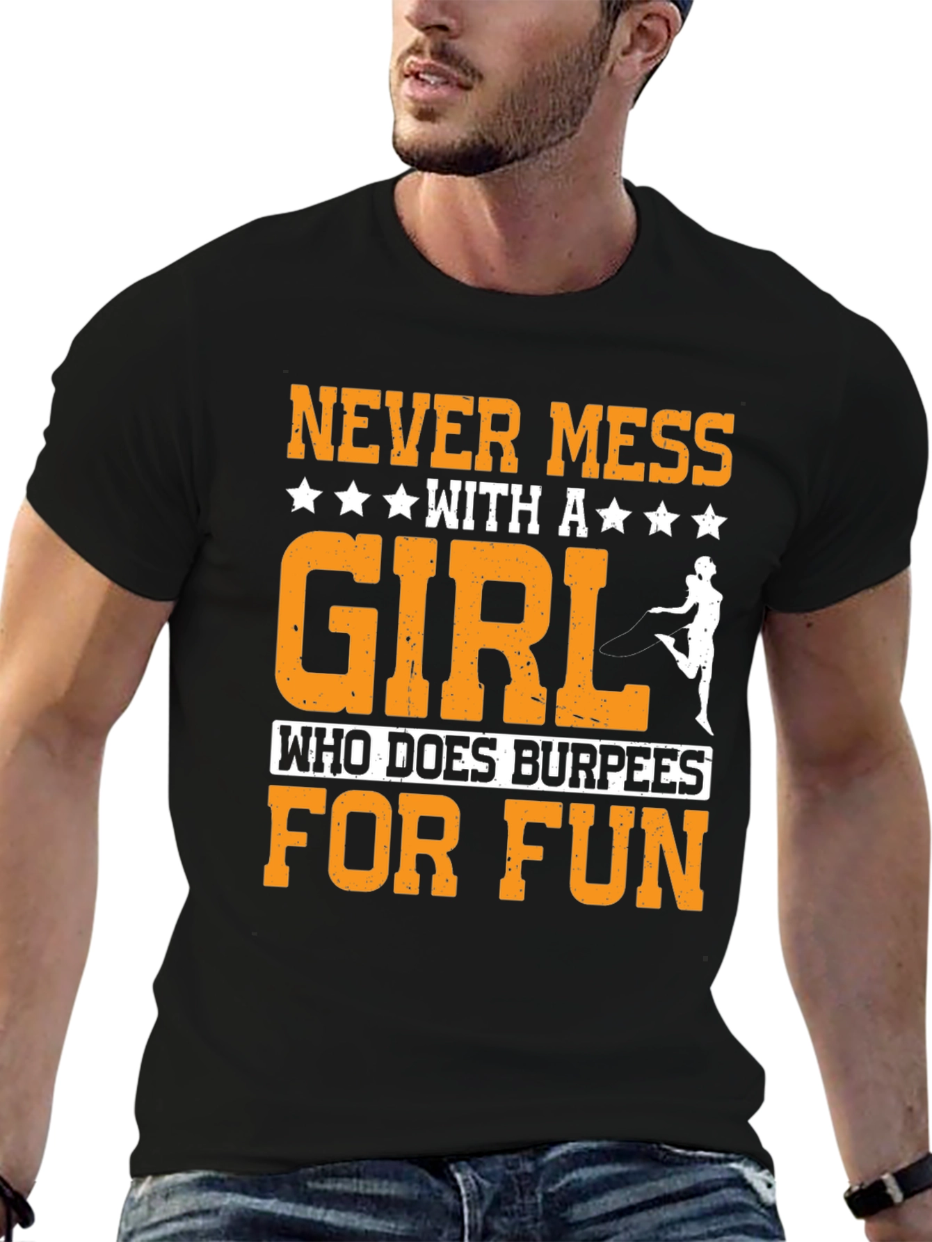Black Never Mess with Burpees Girl T-Shirt view 6