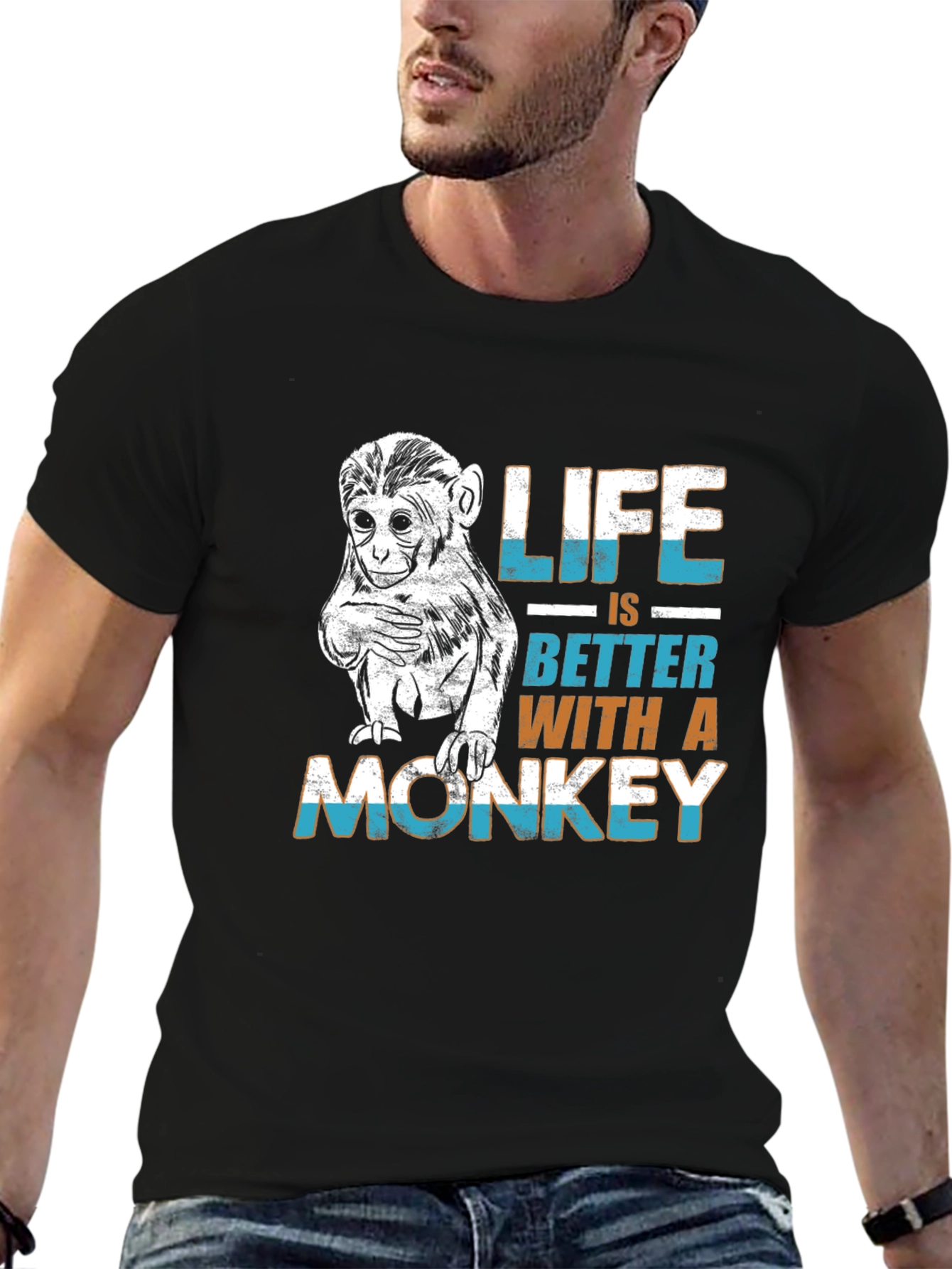Black Life is Better Monkey Graphic Tee view 6