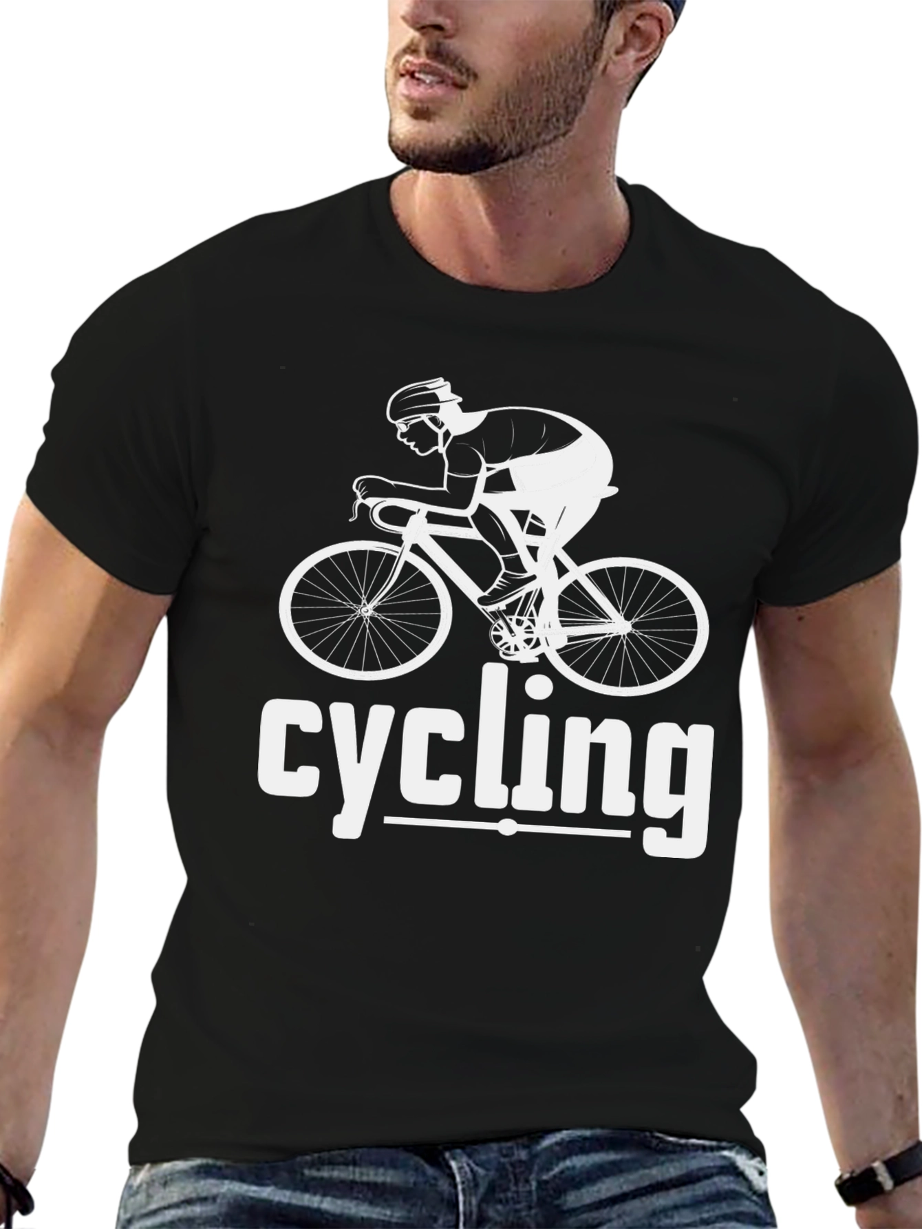 Black Cycling Graphic Tee - Black Cotton Blend view 6