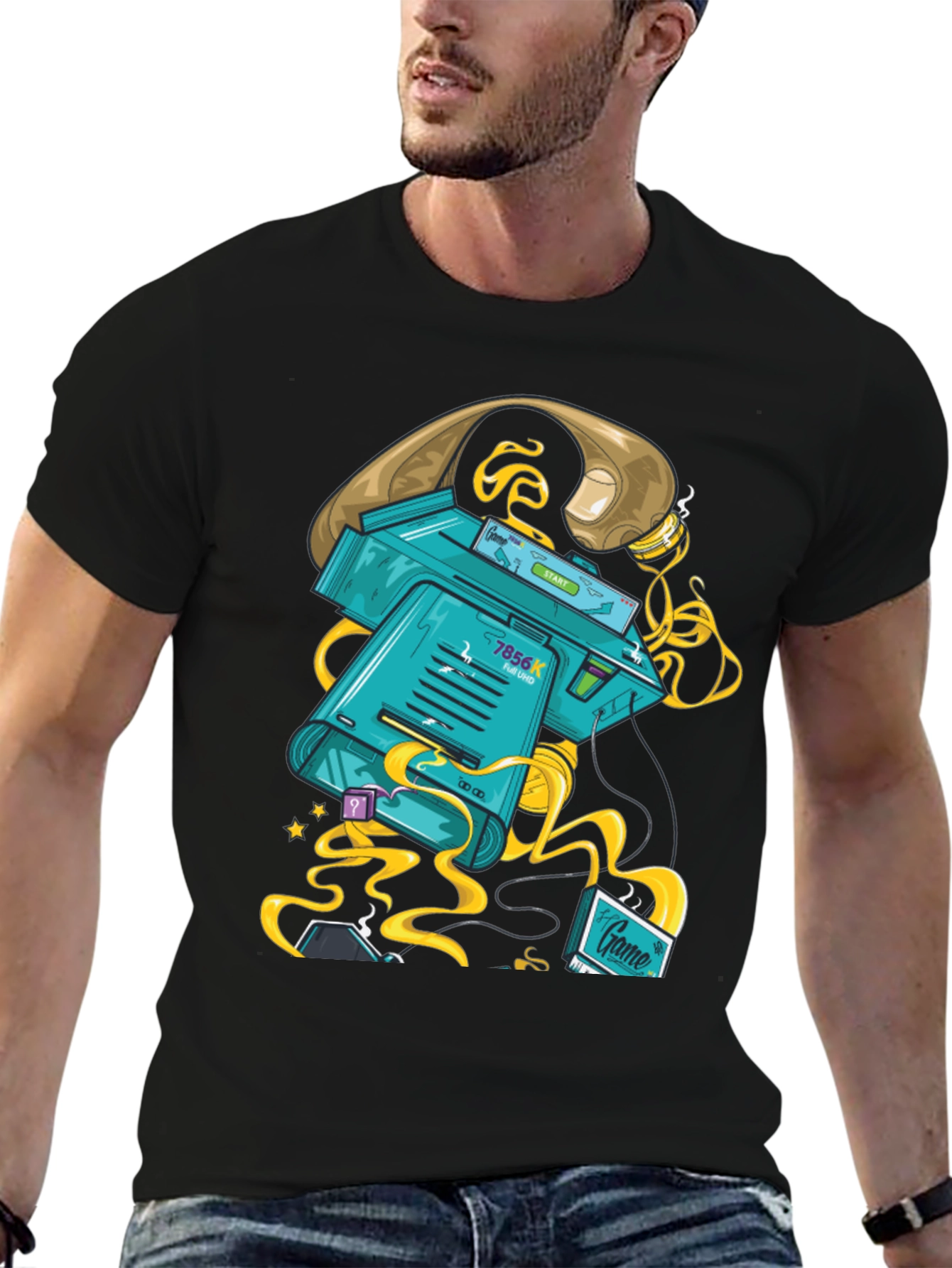 Black Retro Gaming T-Shirt view 6