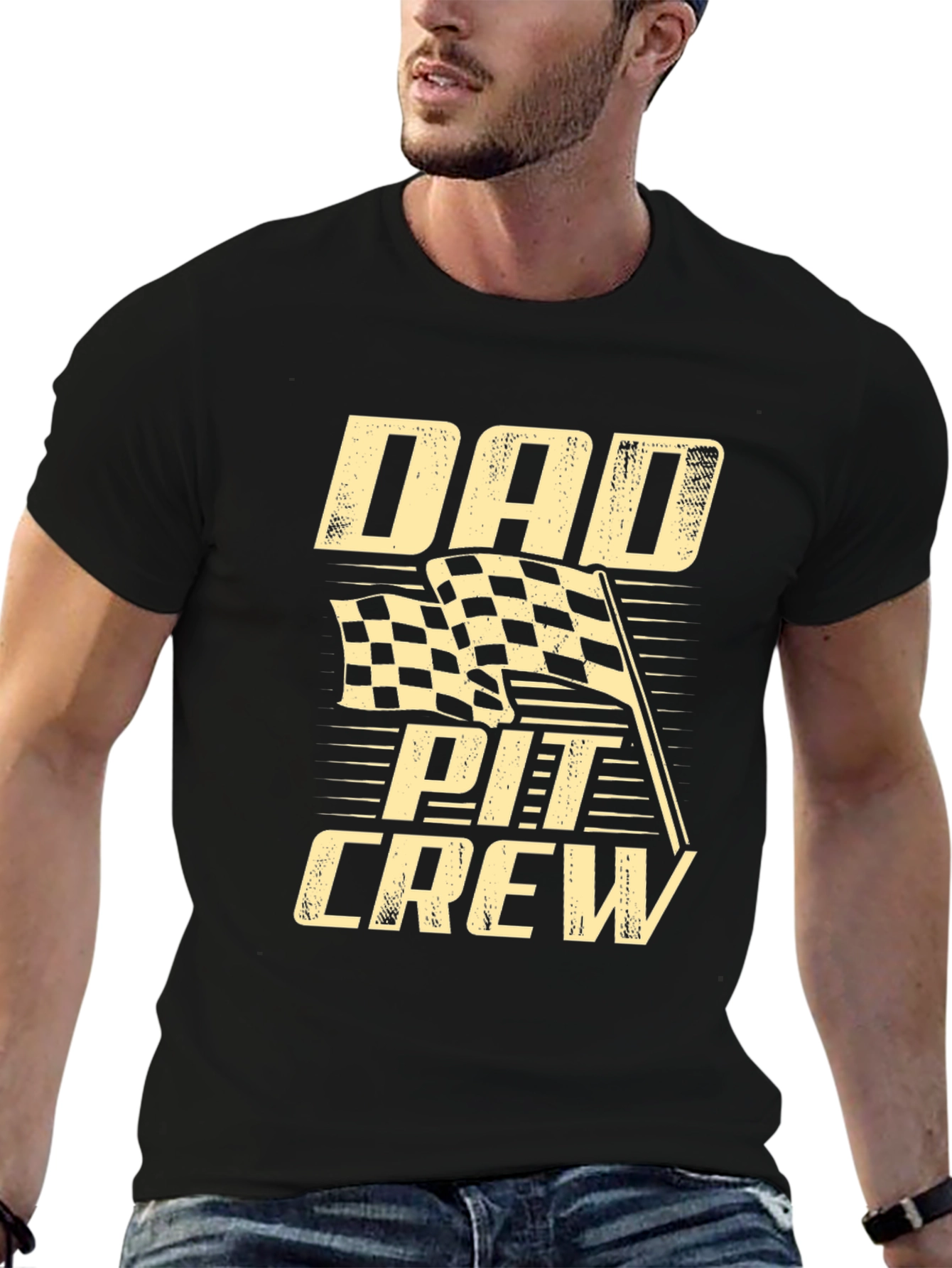 Black Dad Pit Crew T-Shirt - Racing Fan Tee view 6