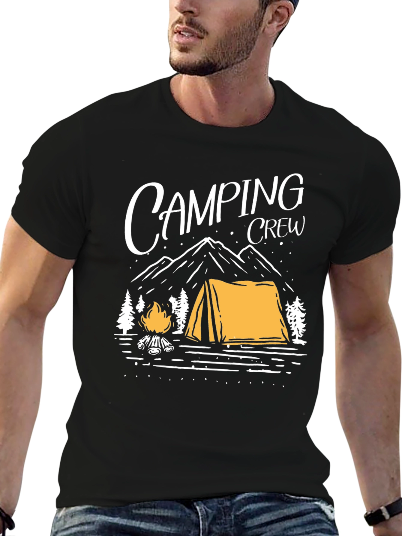 Black Camping Crew Graphic Tee - Outdoor Adventure Shirt view 6