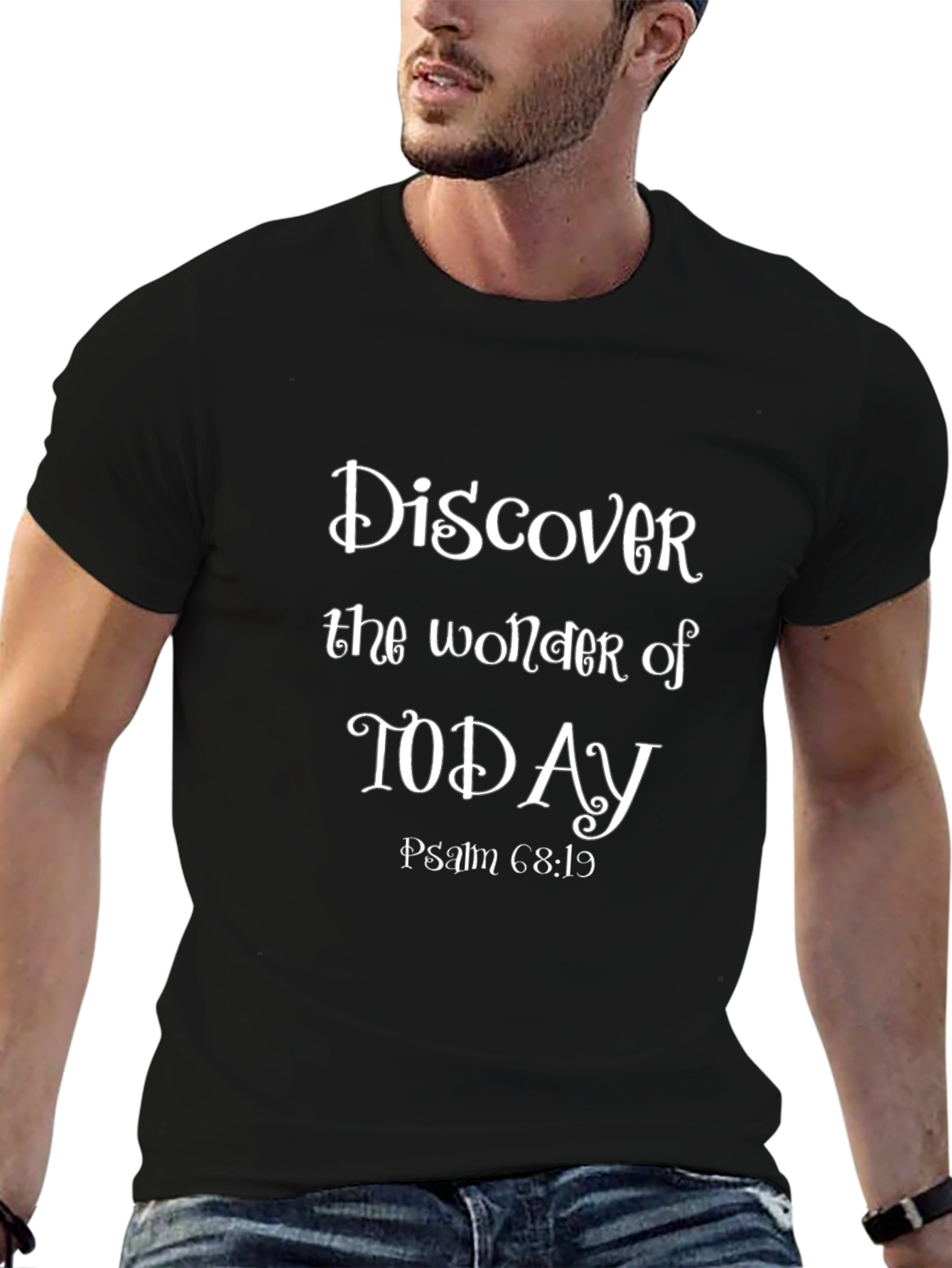 Black Discover the Wonder T-Shirt - Psalm 68:19 view 6