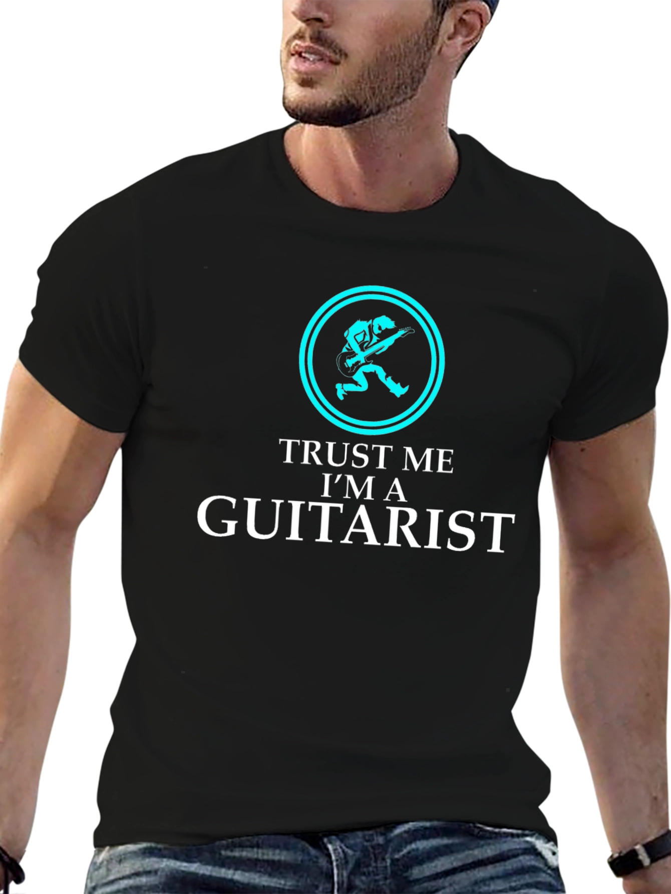 Black Trust Me I'm a Guitarist T-Shirt view 6