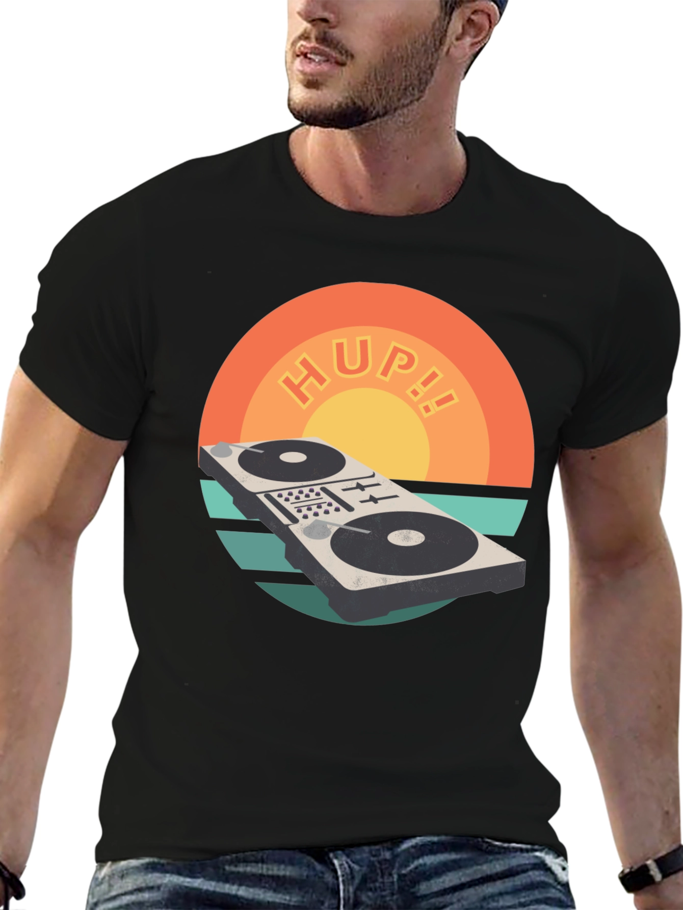 Black Retro DJ Mixer T-Shirt - HUP!! Graphic Tee view 6