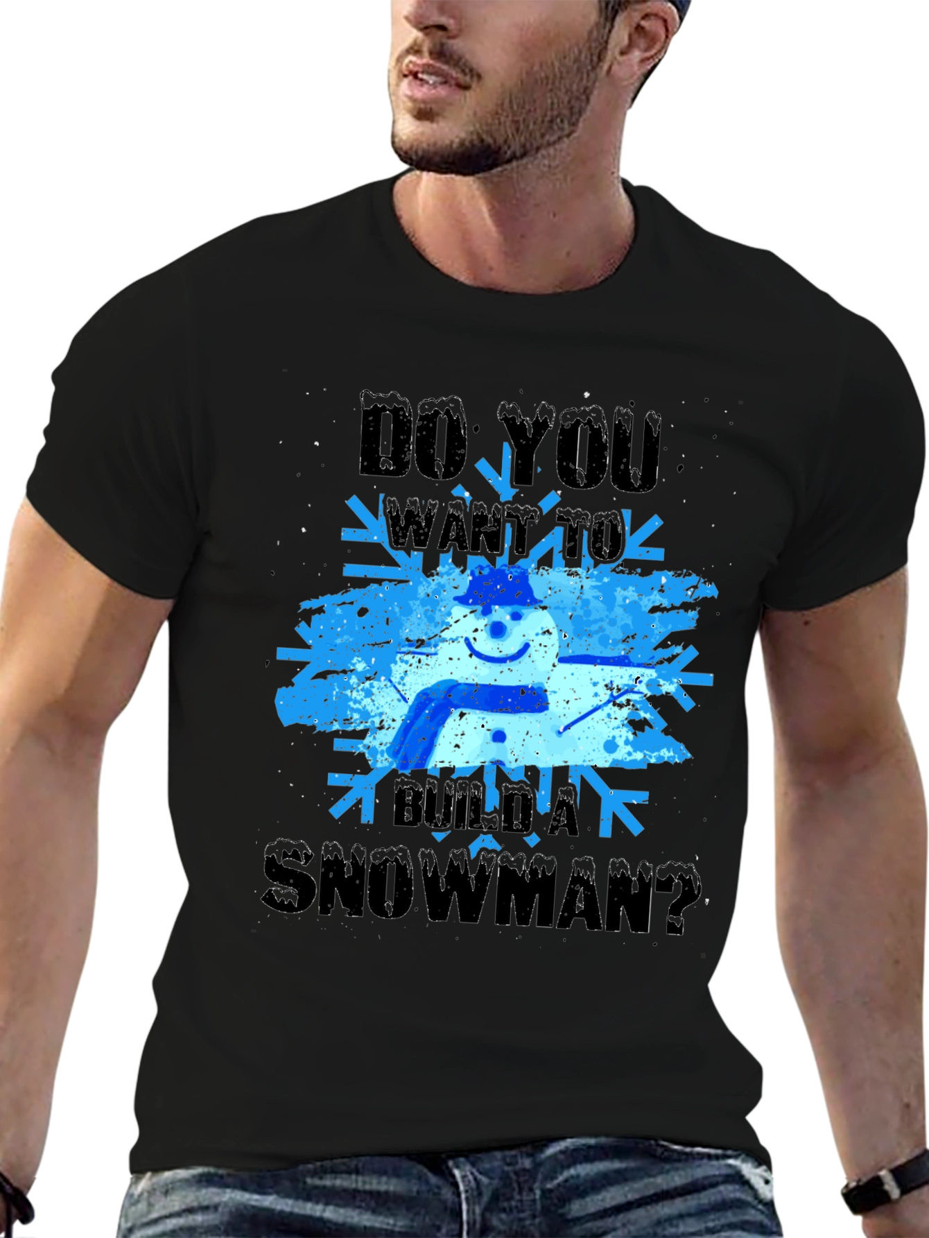 Black Do You Want to Build a Snowman T-Shirt view 6