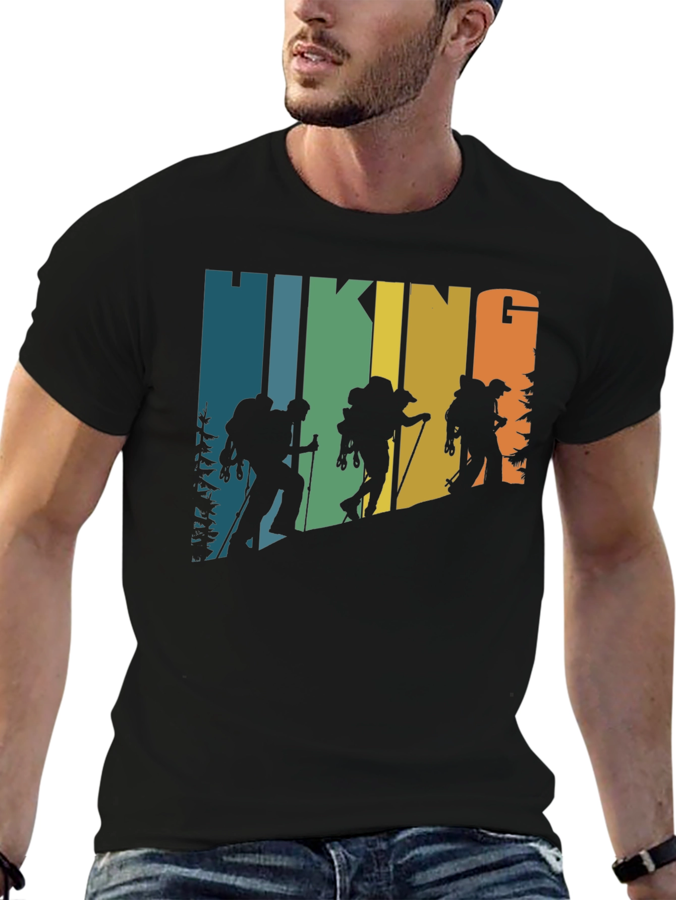 Black Hiking Retro T-Shirt Outdoor Adventure Tee view 6