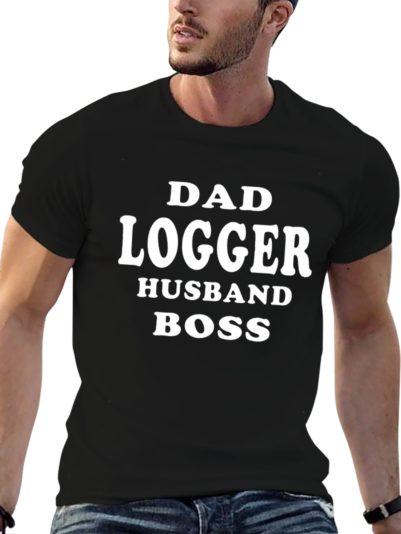 Black Dad Logger Husband Boss T-Shirt view 6