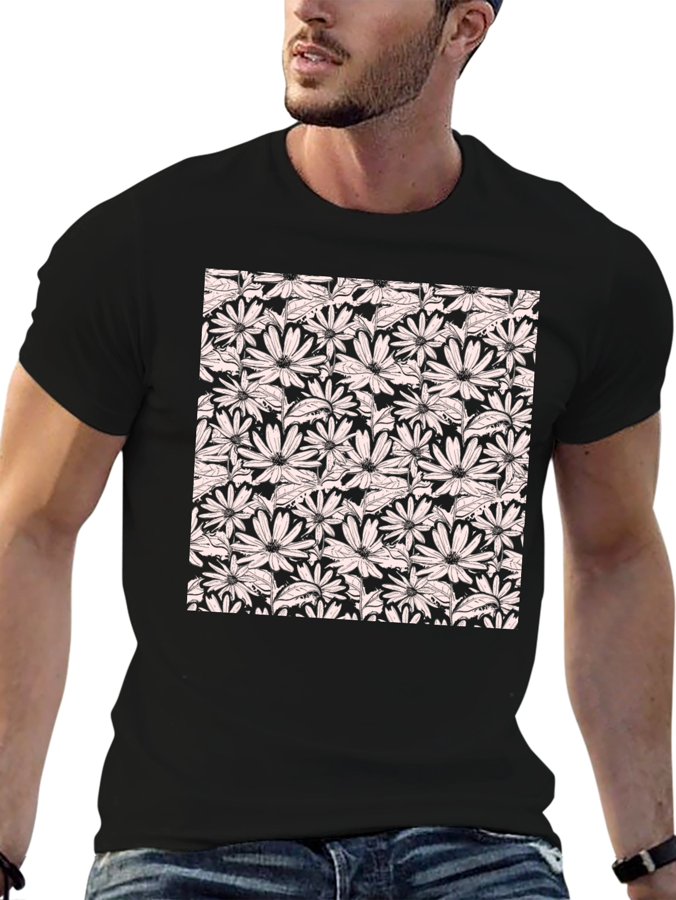 Black Floral Pattern Tee view 6