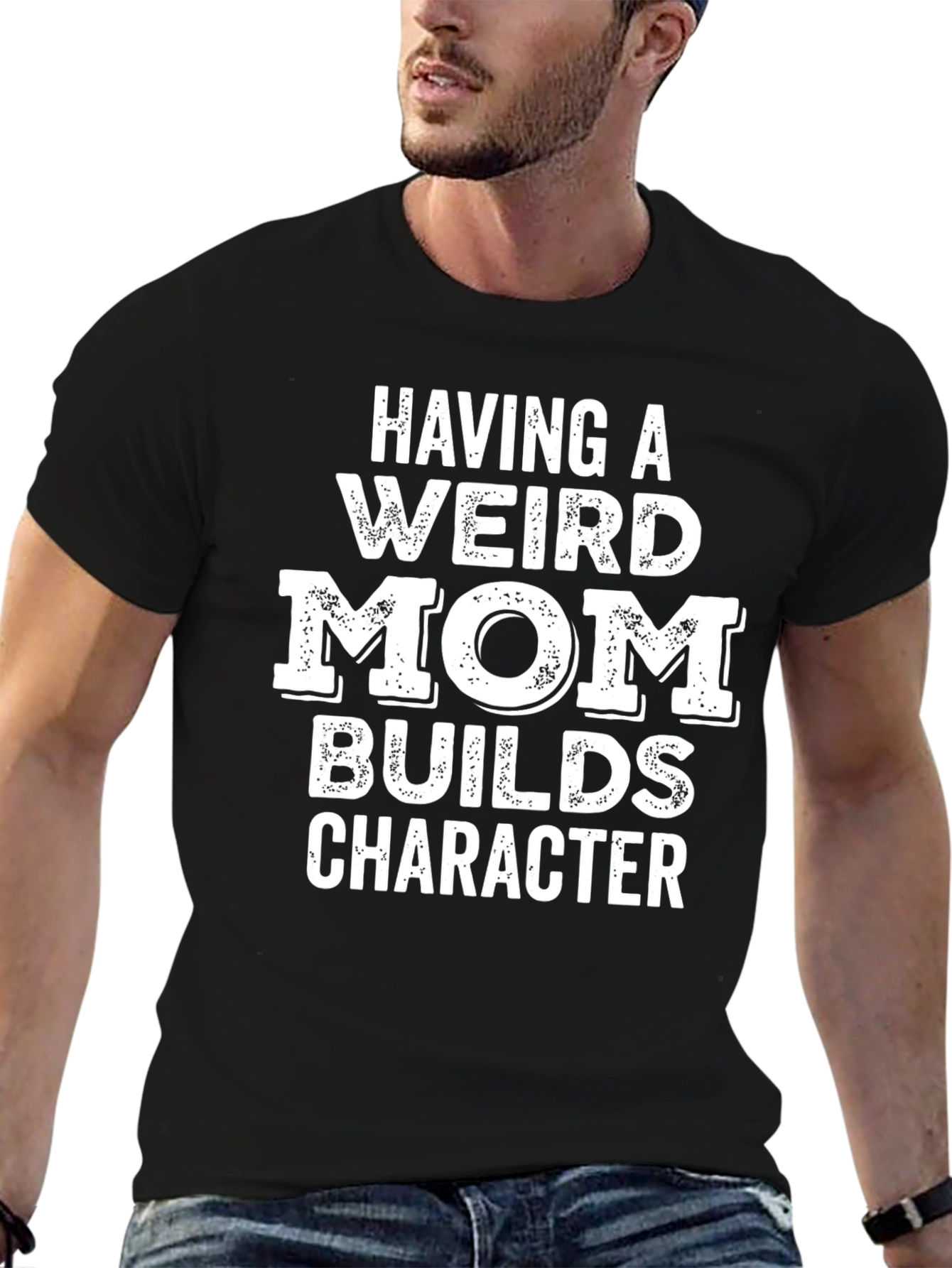 Black Funny 'Weird Mom' Graphic T-Shirt view 6