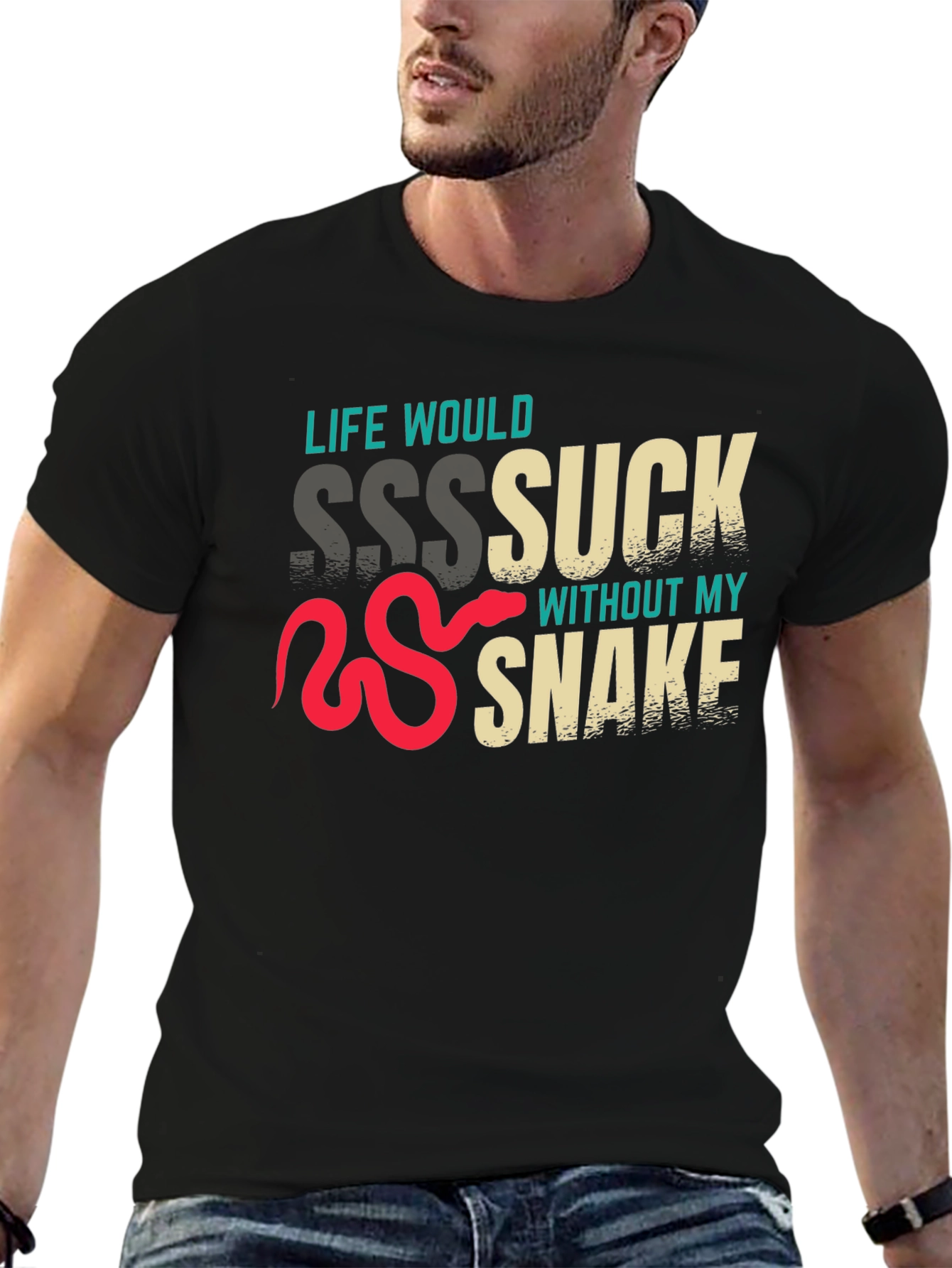 Black Life Would Sssuck Without My Snake T-Shirt view 6