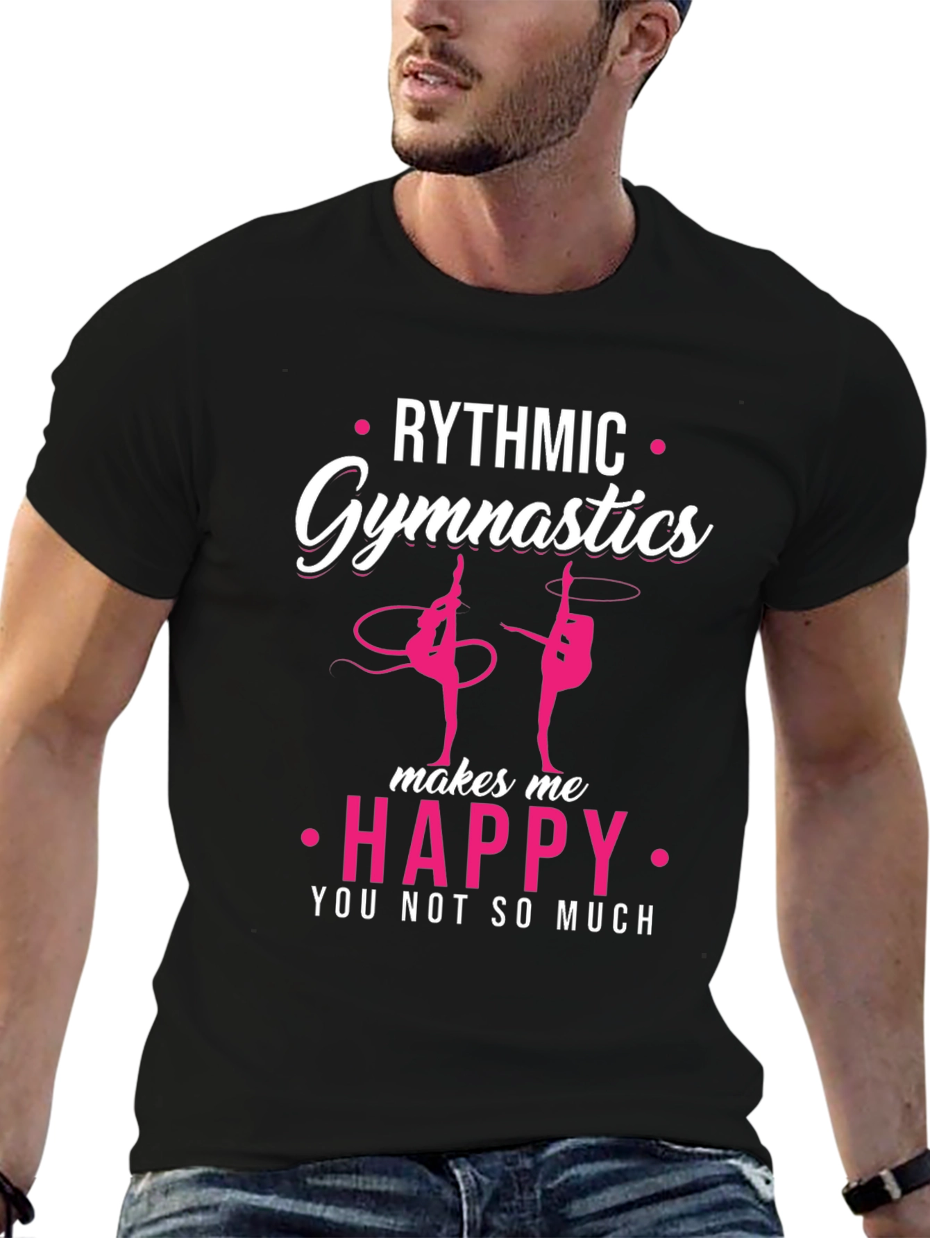 Black Rhythmic Gymnastics Happy T-Shirt view 6