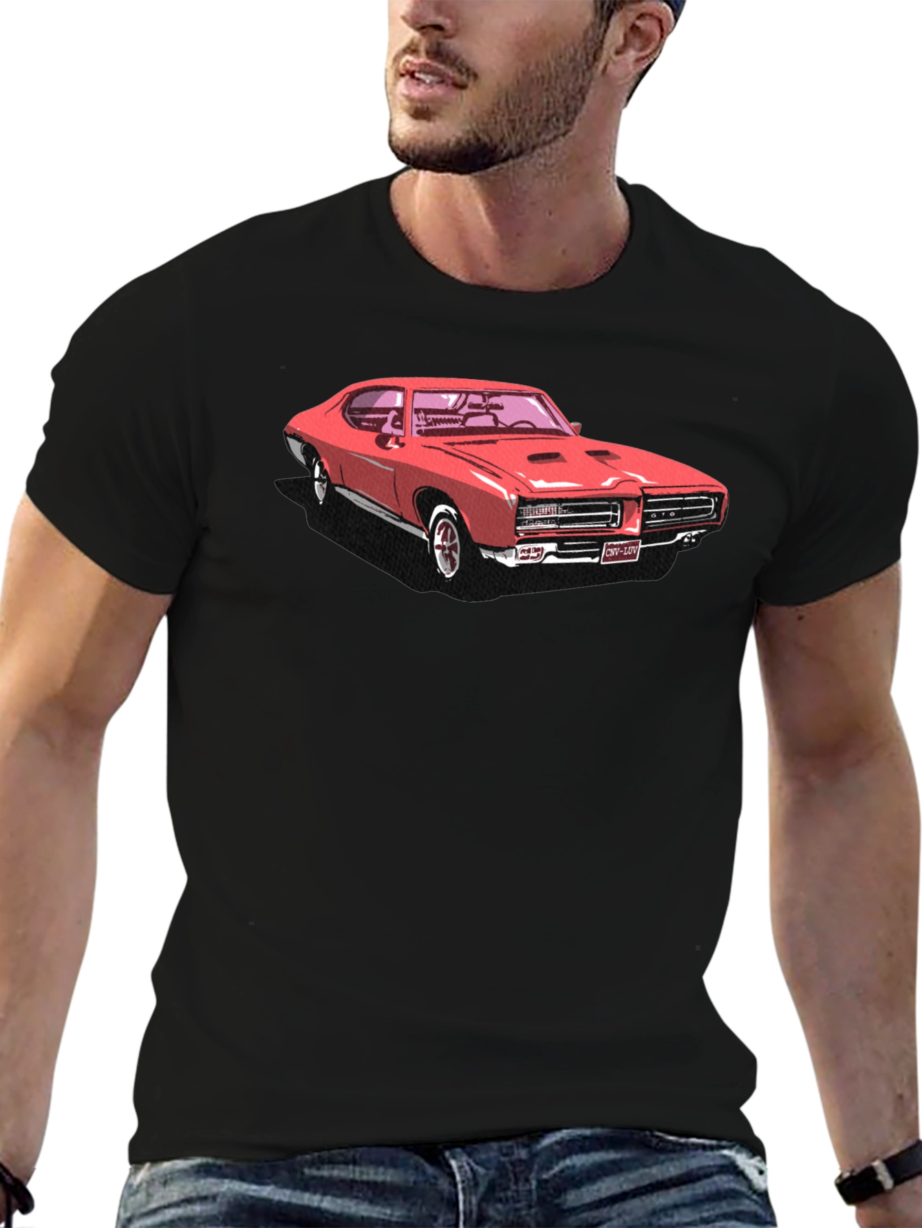 Black Classic Car Graphic Tee - Black view 6