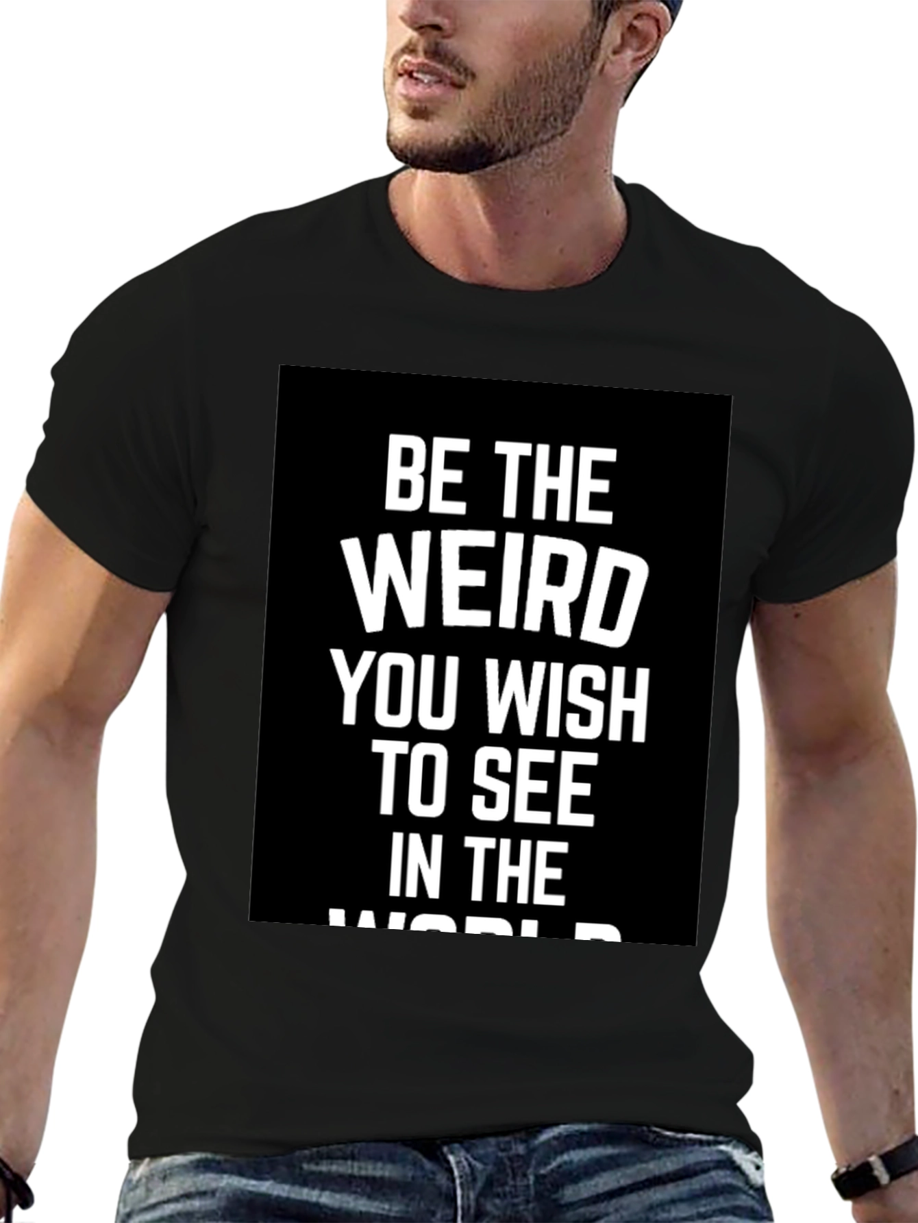 Black Be The Weird T-Shirt - Inspirational Graphic Tee view 6