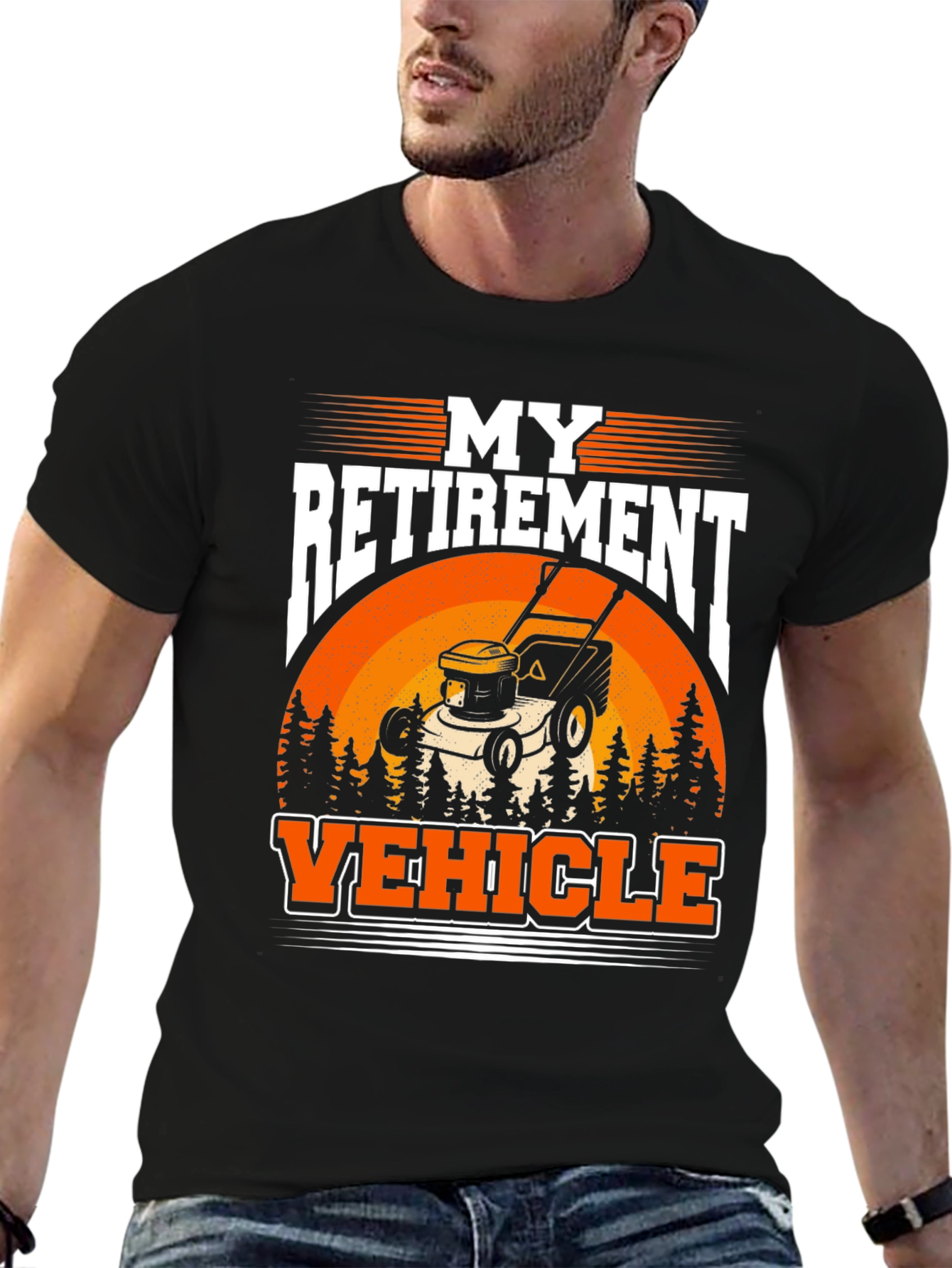 Black My Retirement Vehicle T-Shirt - Lawn Mower Graphic view 6
