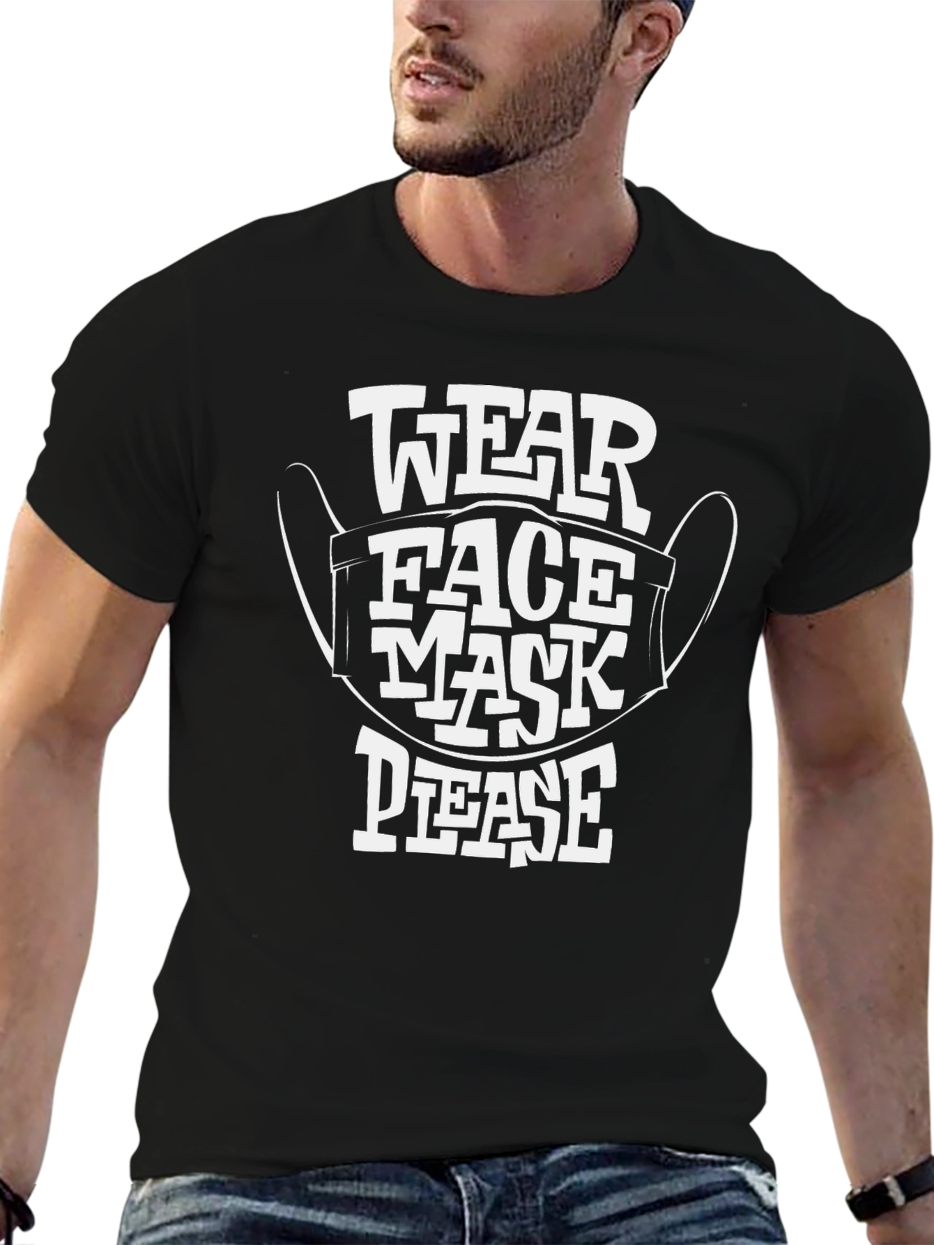 Black Wear Face Mask Please T-Shirt view 6