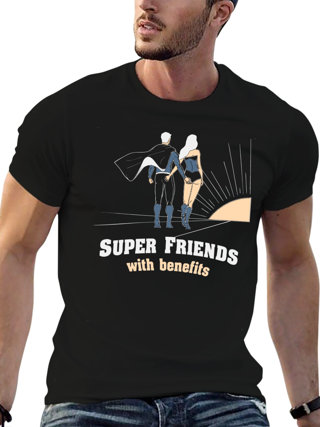 Black Super Friends with Benefits T-Shirt view 6