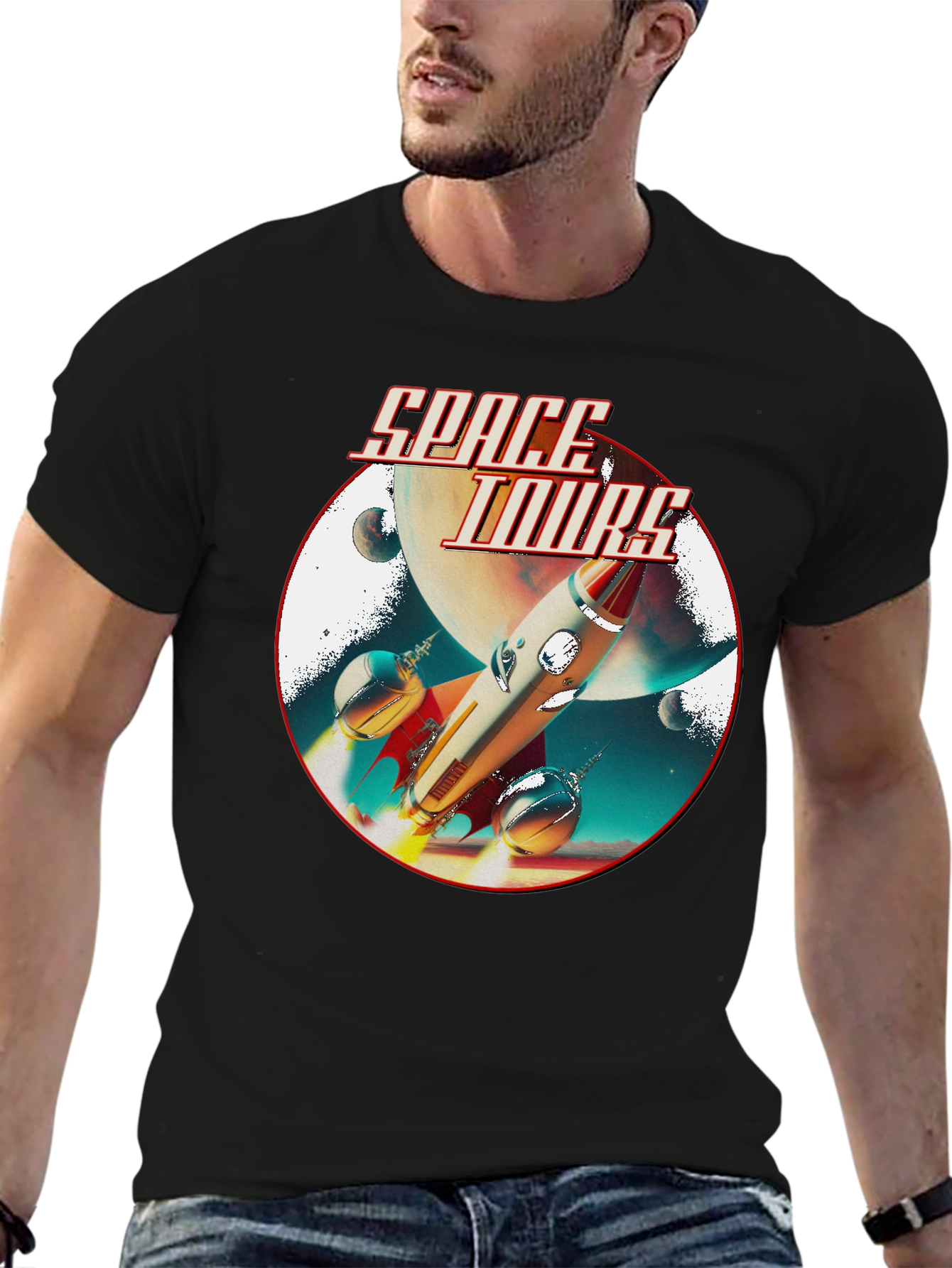 Black Space Tours Black T-Shirt view 6