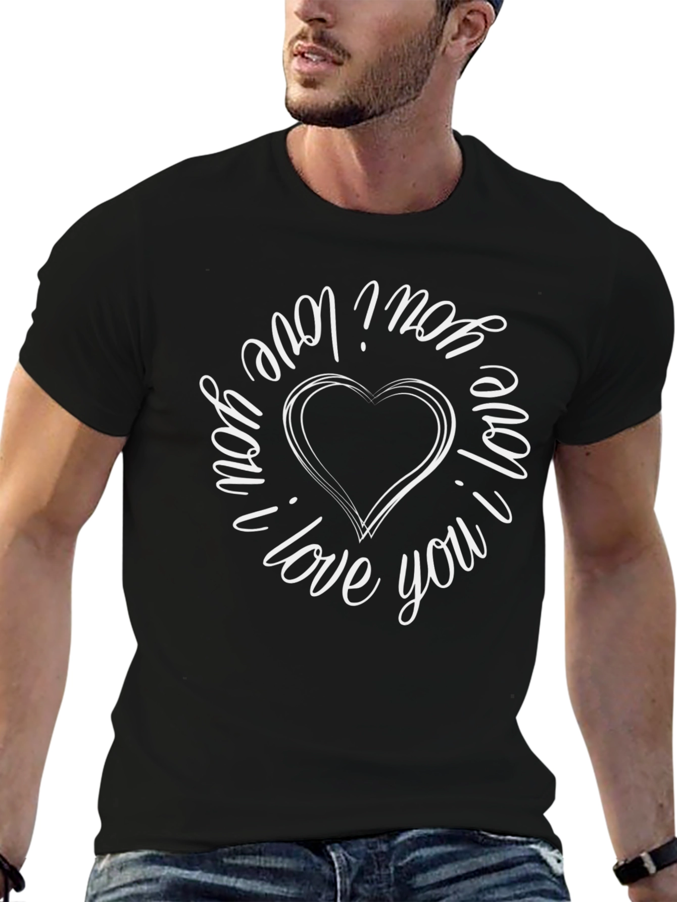 Black I Love You Heart Graphic Tee - Black view 6