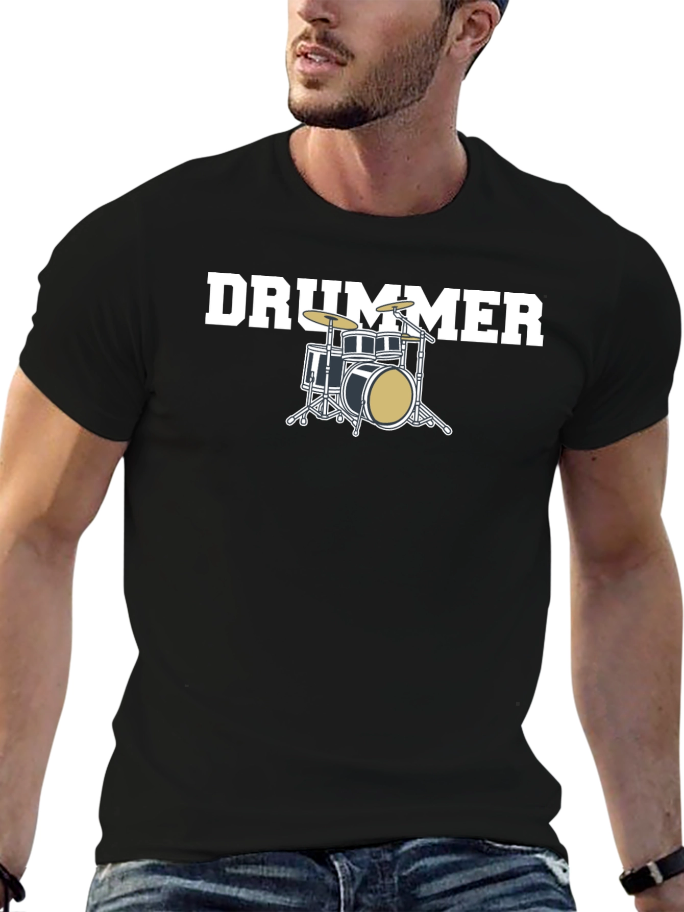 Black Drummer T-Shirt - Music Lover Tee view 6