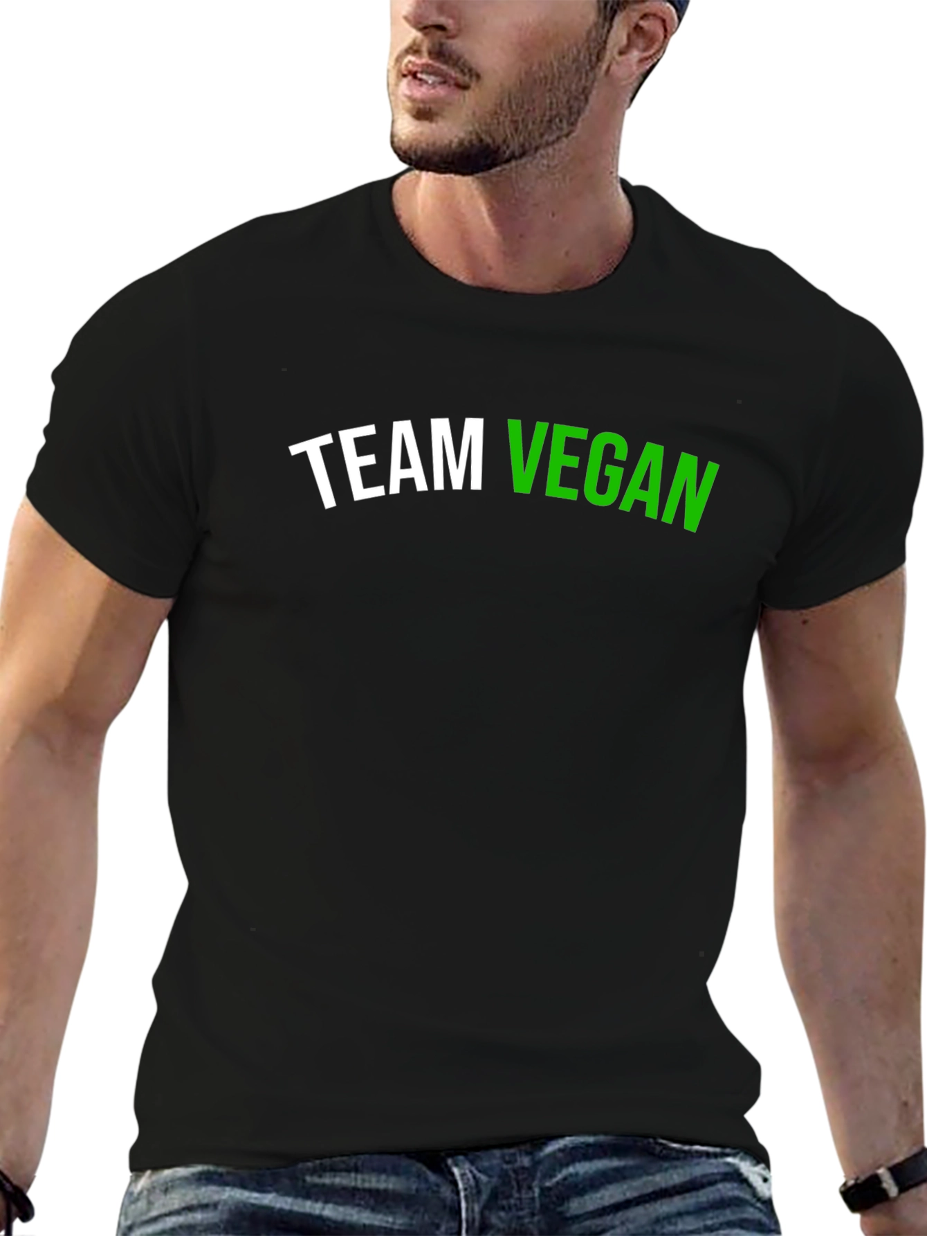 Black Team Vegan Graphic T-Shirt - Black view 6