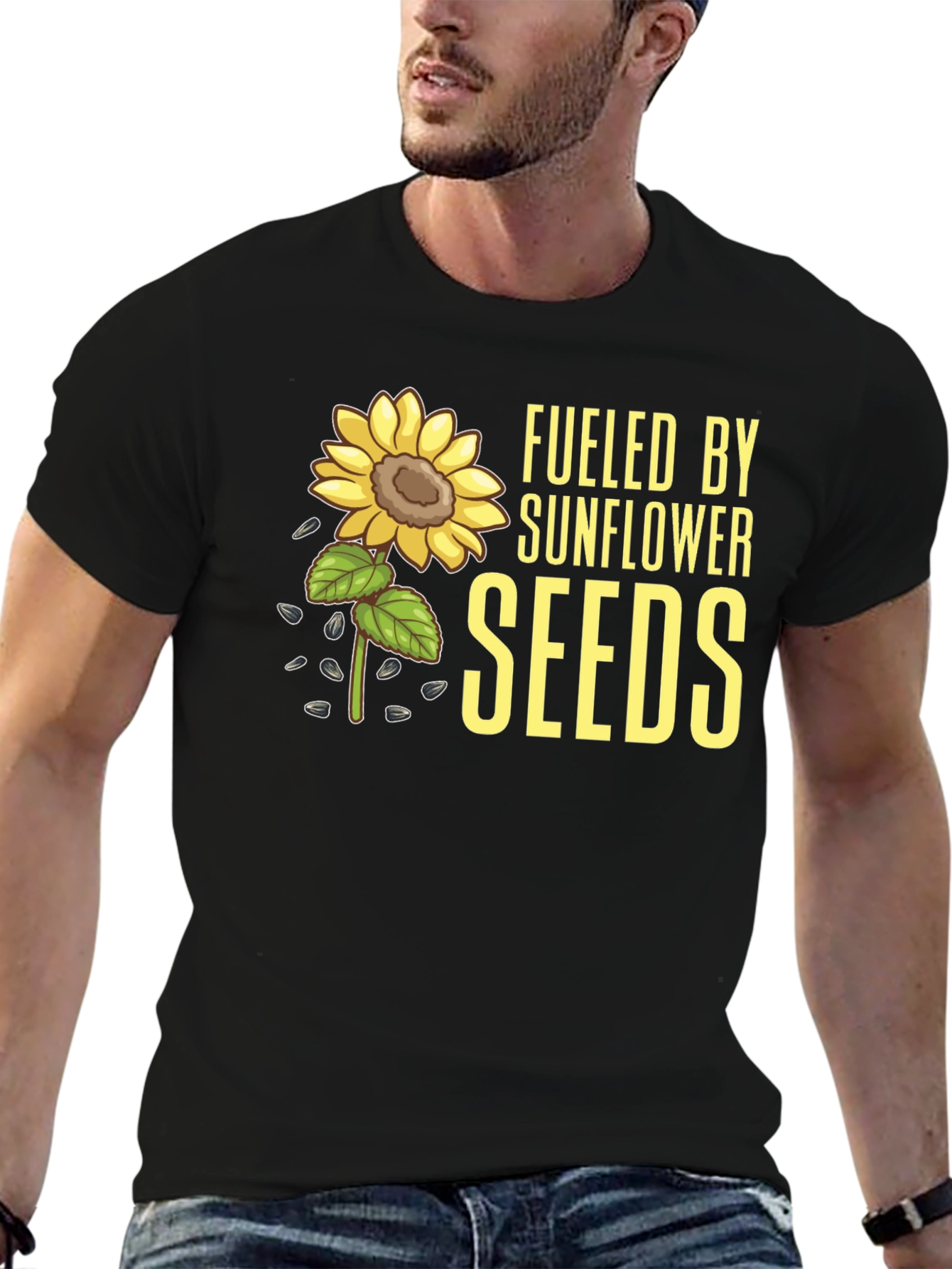 Sunflower Seeds Graphic Tee - Black Cotton T-Shirt - 6