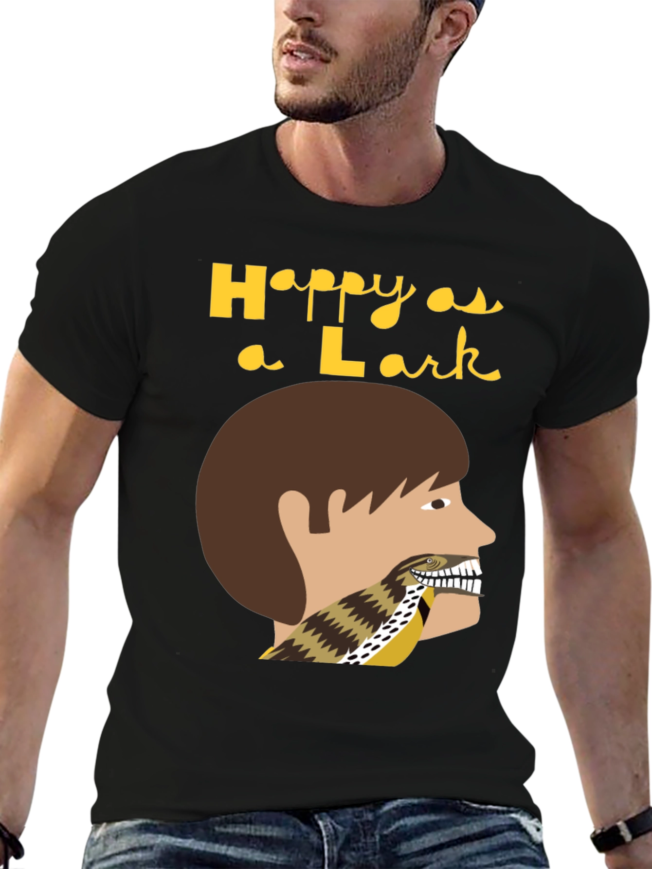 Black Happy as a Lark T-Shirt view 6