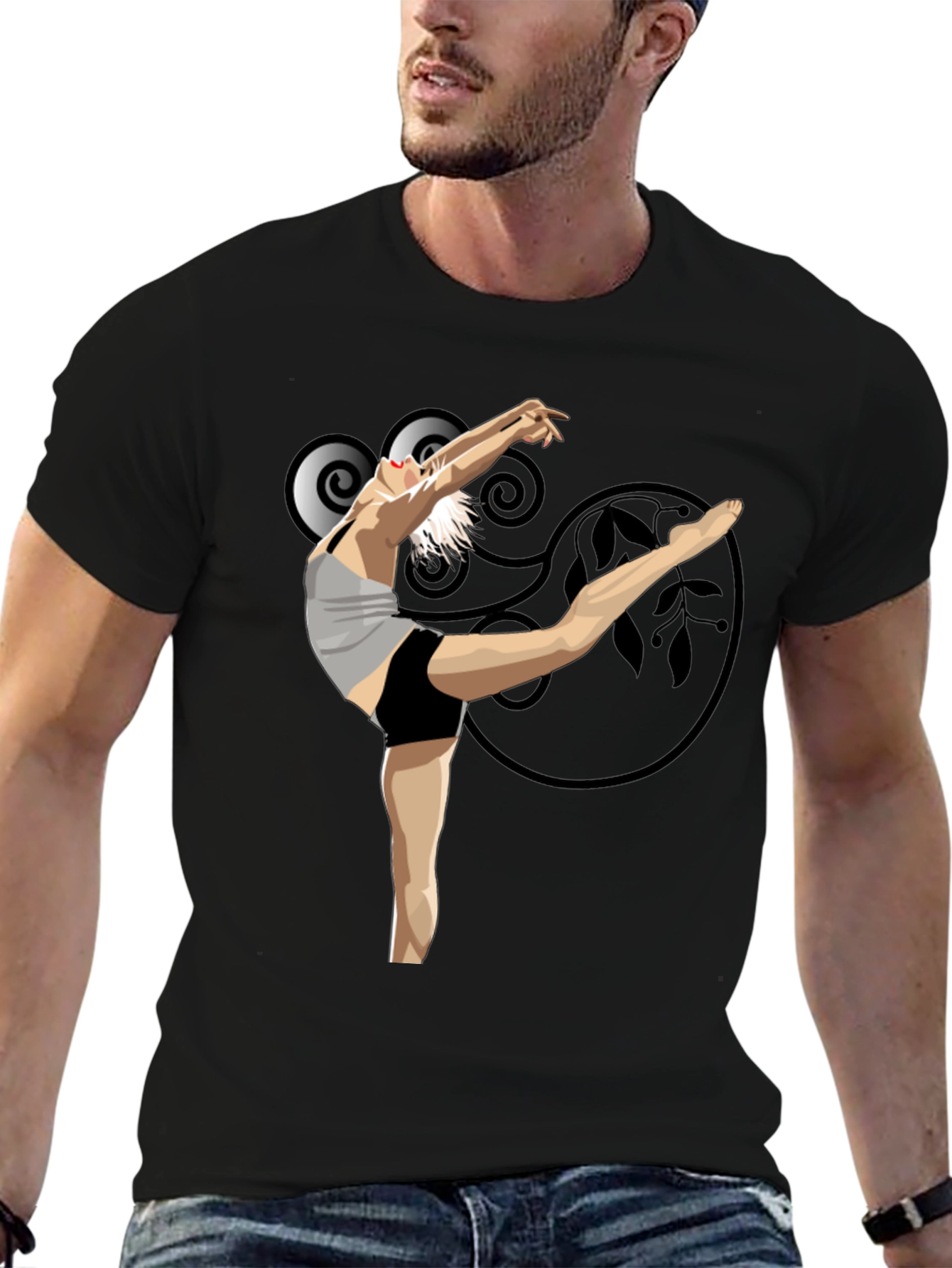 Black Ballet Dancer Graphic Black T-Shirt view 6