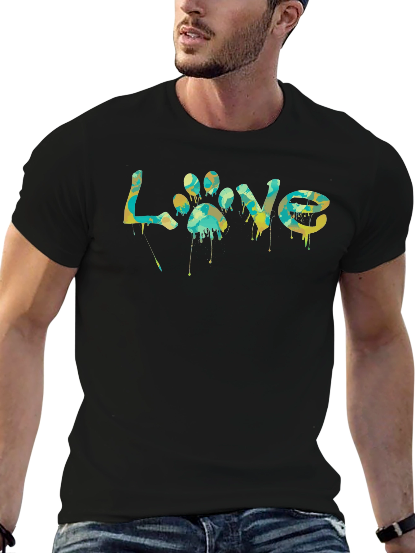 Black Love Paw Print Graphic T-Shirt - Unisex view 6