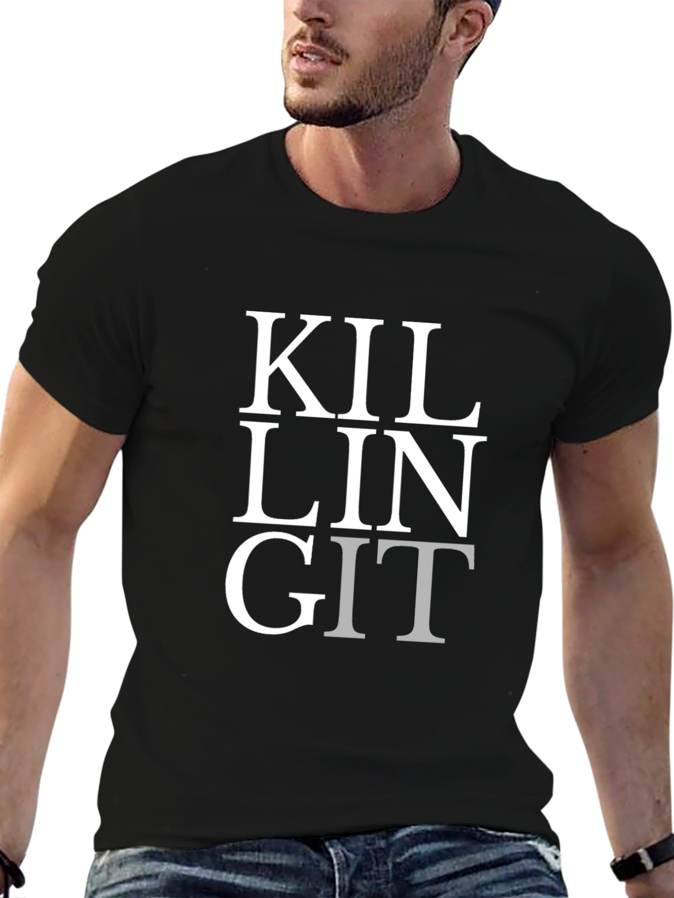 Black Killing It T-Shirt - Black Crew Neck Tee view 6
