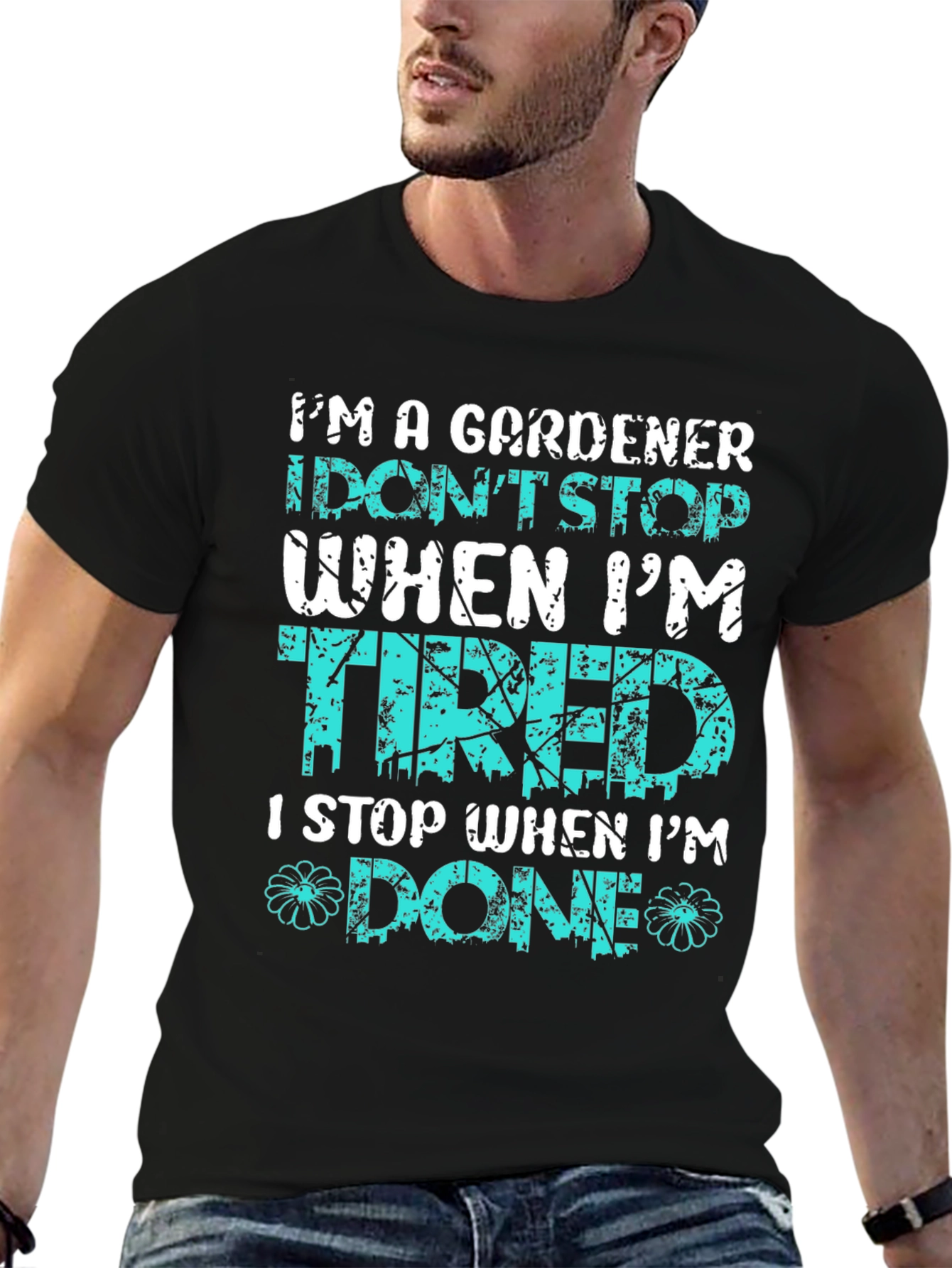 Black Gardener T-Shirt: I Stop When I'm Done view 6