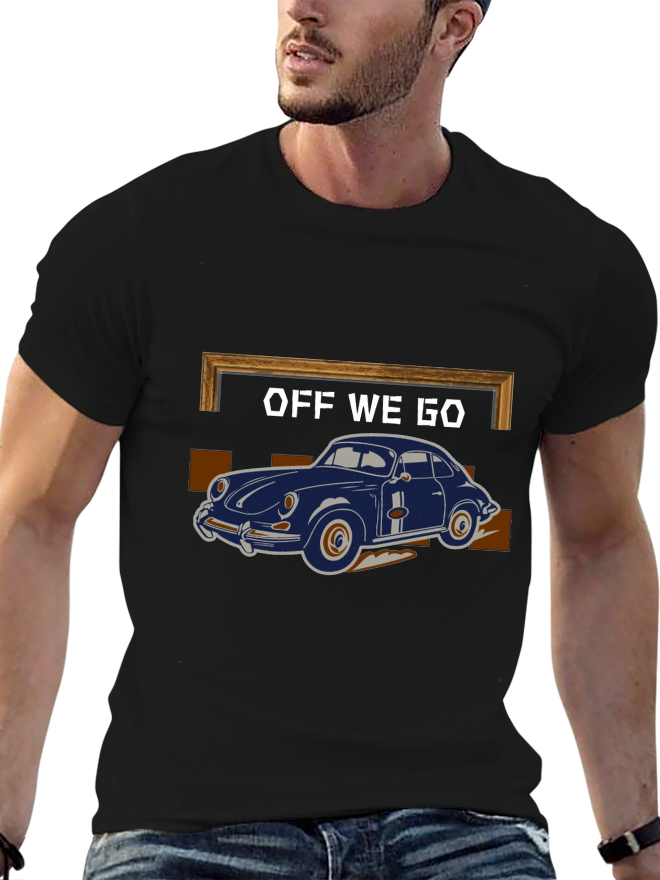 Black Off We Go Car Graphic T-Shirt view 6