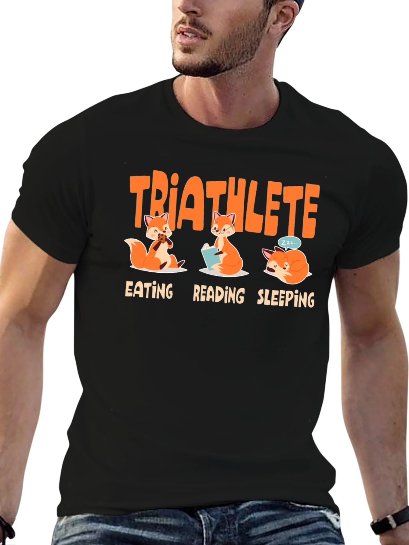 Black Triathlete Fox Graphic Tee view 6