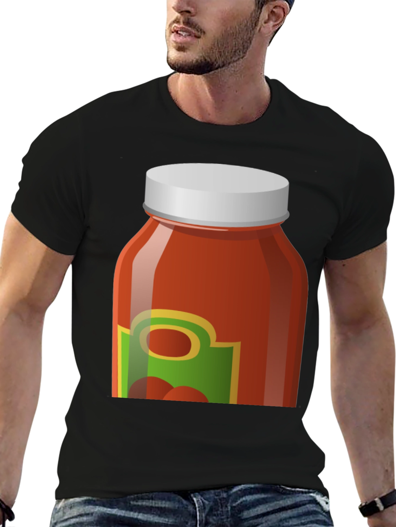 Black Tomato Sauce Jar Graphic Tee - Novelty T-Shirt view 6
