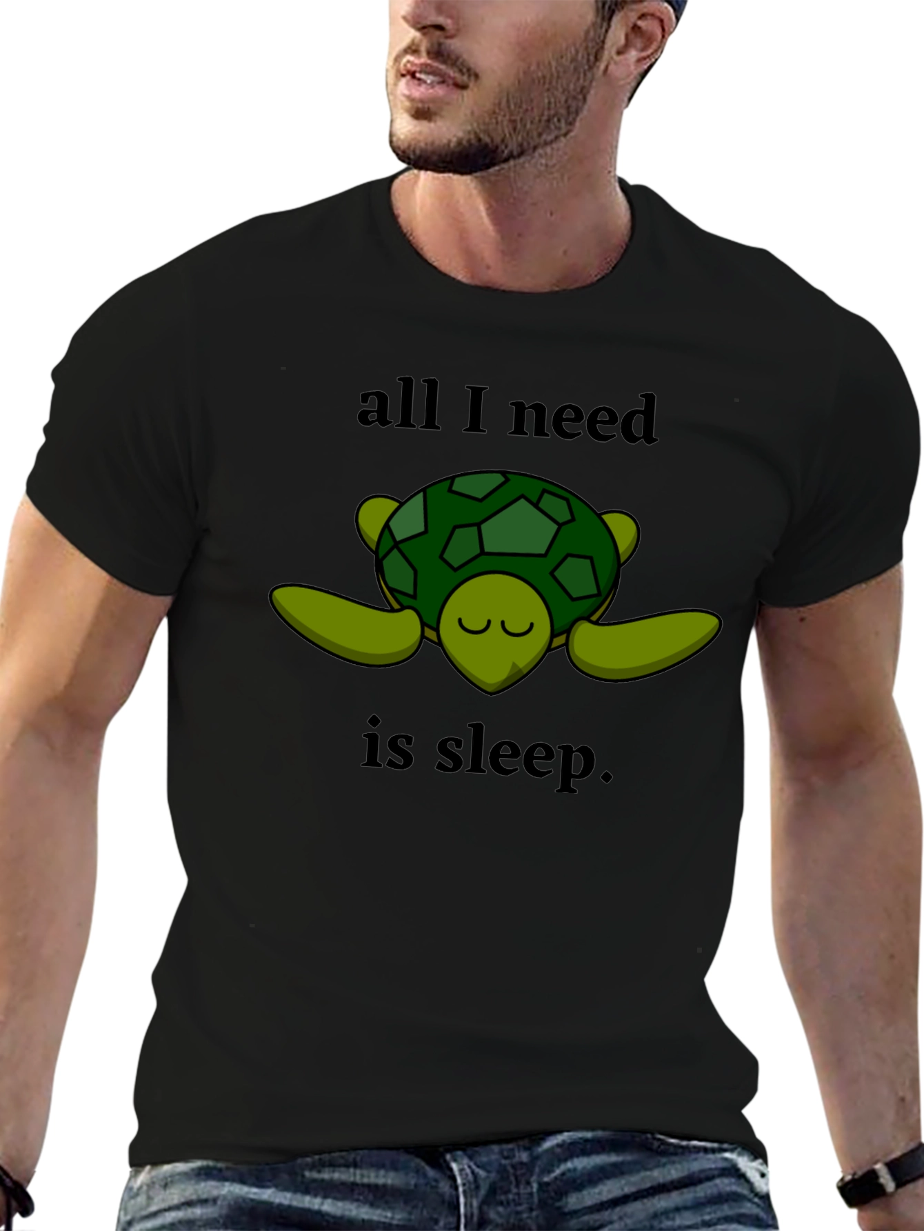 Black All I Need is Sleep Turtle Graphic T-Shirt view 6