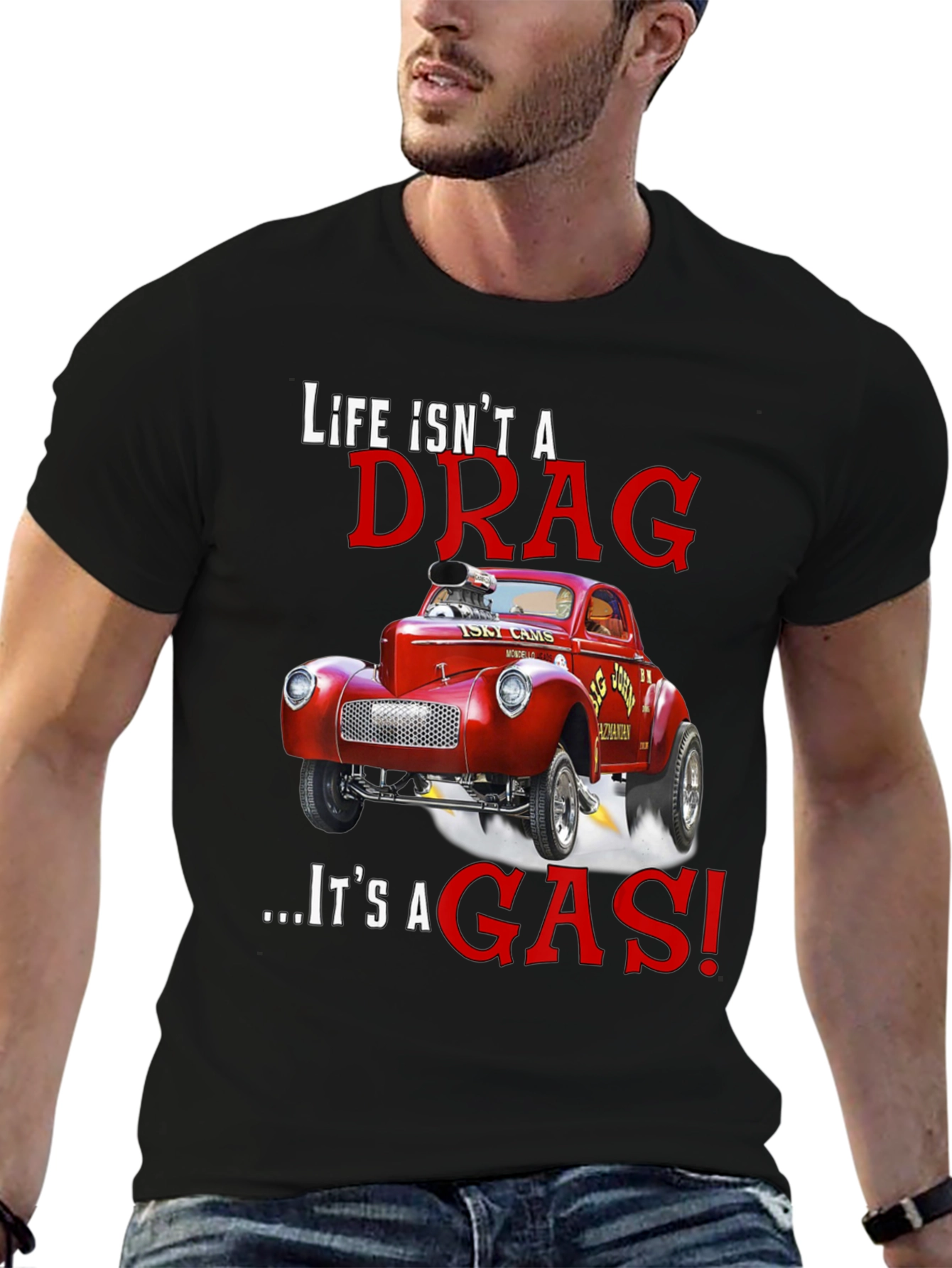 Black Life Isn't a Drag T-Shirt: Hot Rod Design view 6