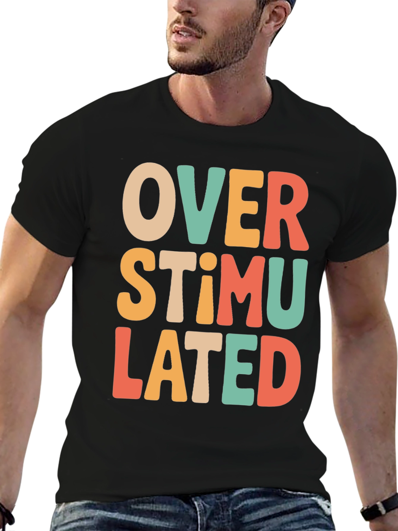 Black Overstimulated Retro T-Shirt - Comfort & Style view 6