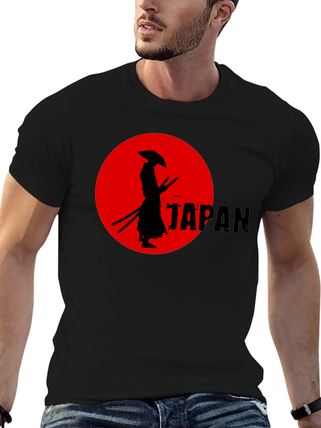 Black Samurai Japan Graphic Tee - Cool Black T-Shirt view 6