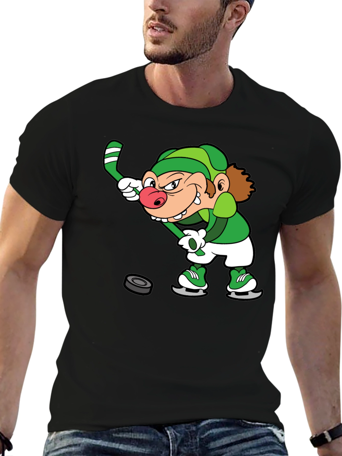 Black Leprechaun Hockey Black T-Shirt view 6