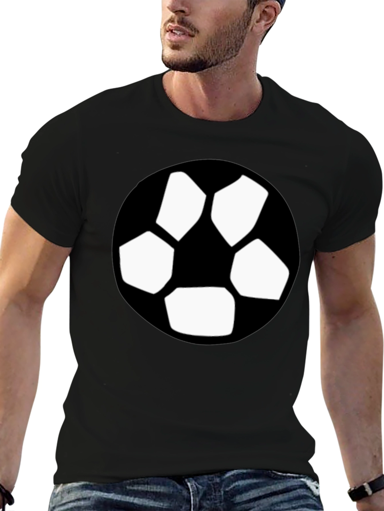 Black Black T-Shirt with Soccer Ball Graphic view 6