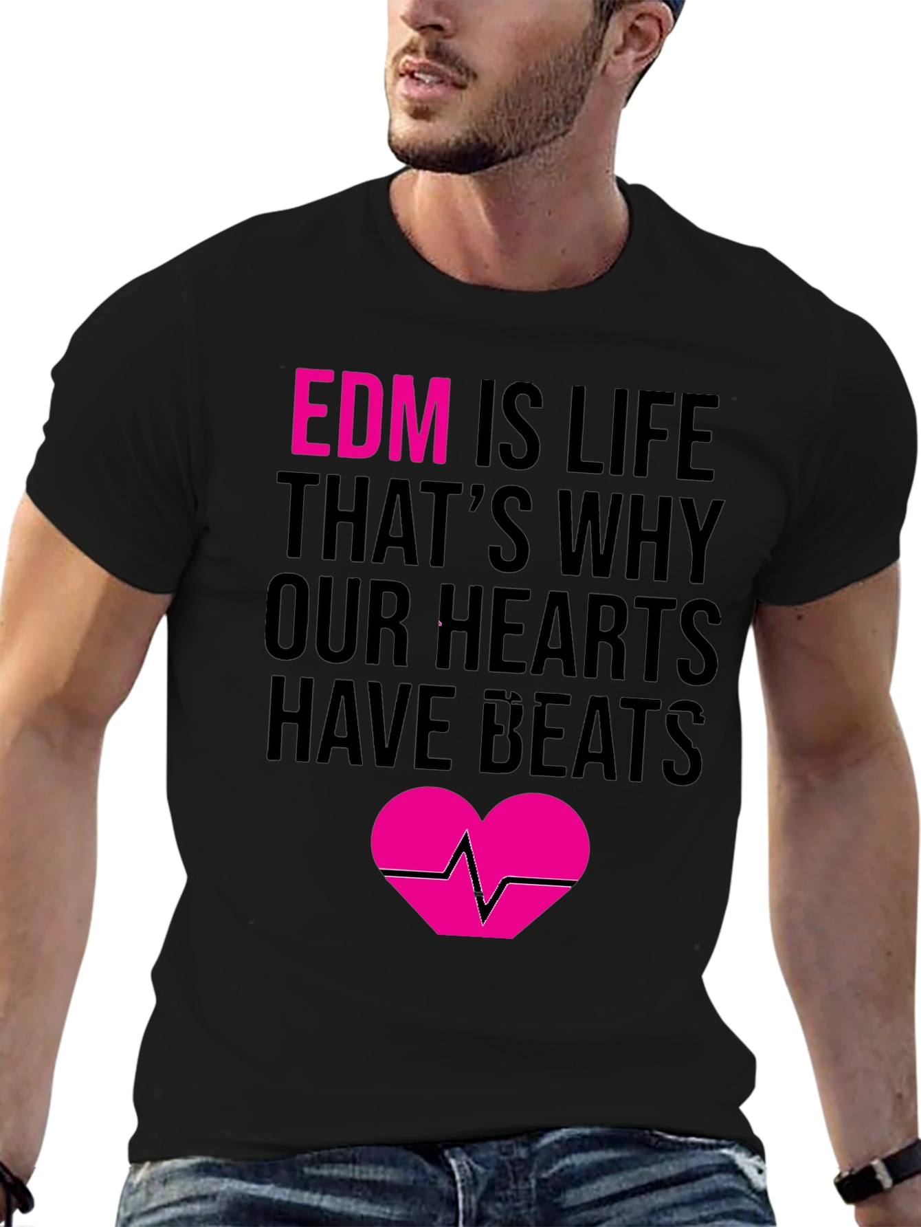 Black EDM is Life Graphic Tee - Music Lover T-Shirt view 6