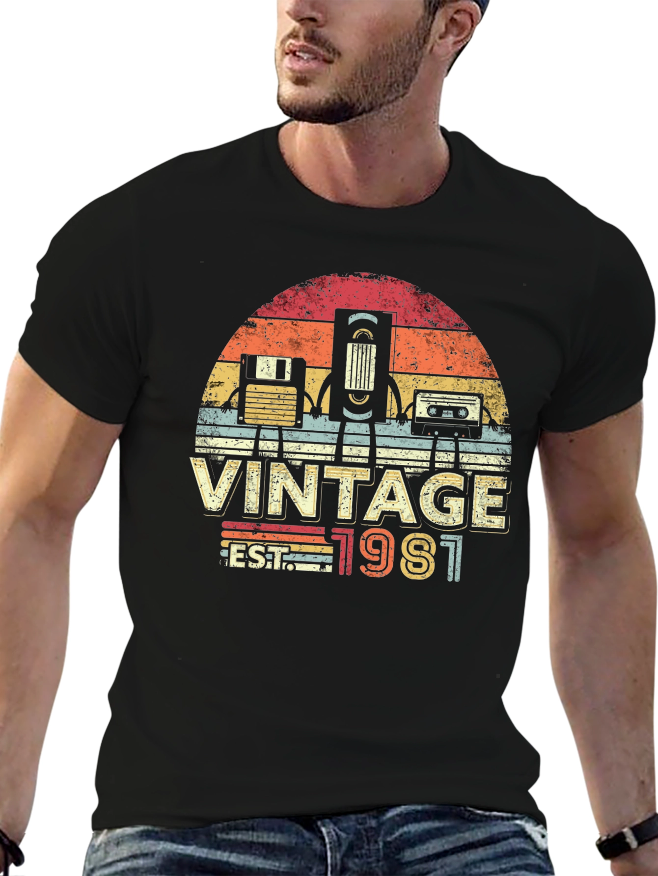 Black Vintage 1981 T-Shirt Retro Style view 6