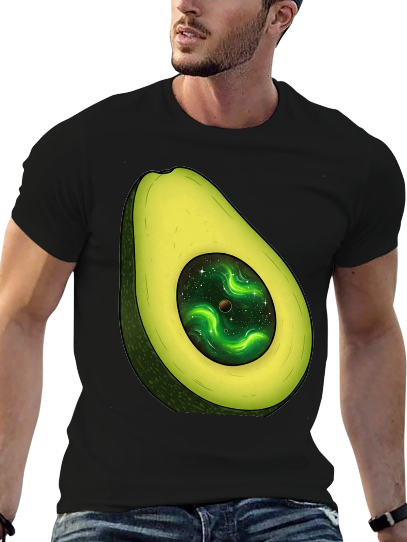 Black Avocado Galaxy T-Shirt - Stylish Unisex Graphic Tee view 6