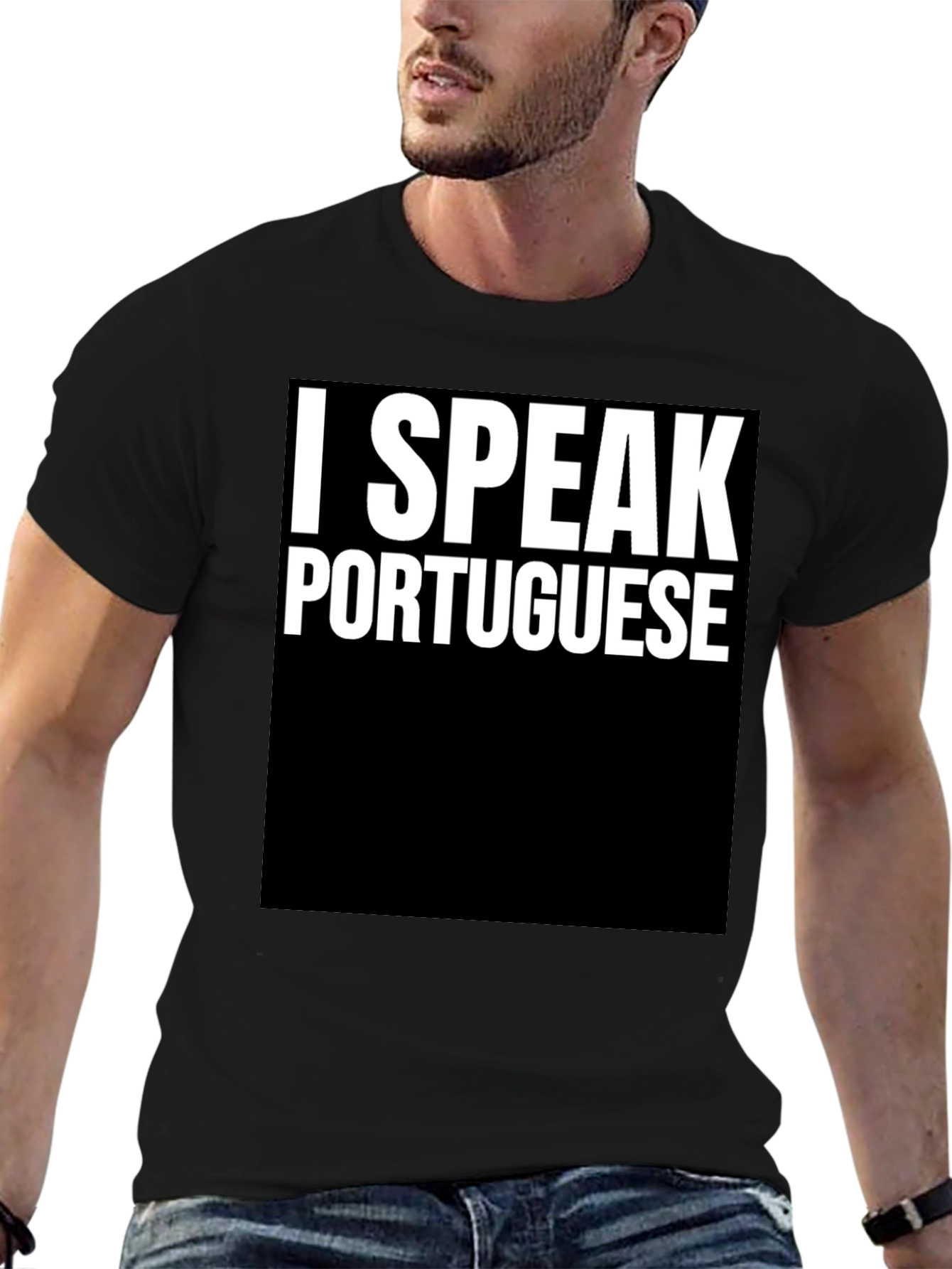 Black I Speak Portuguese Black Graphic Tee view 6